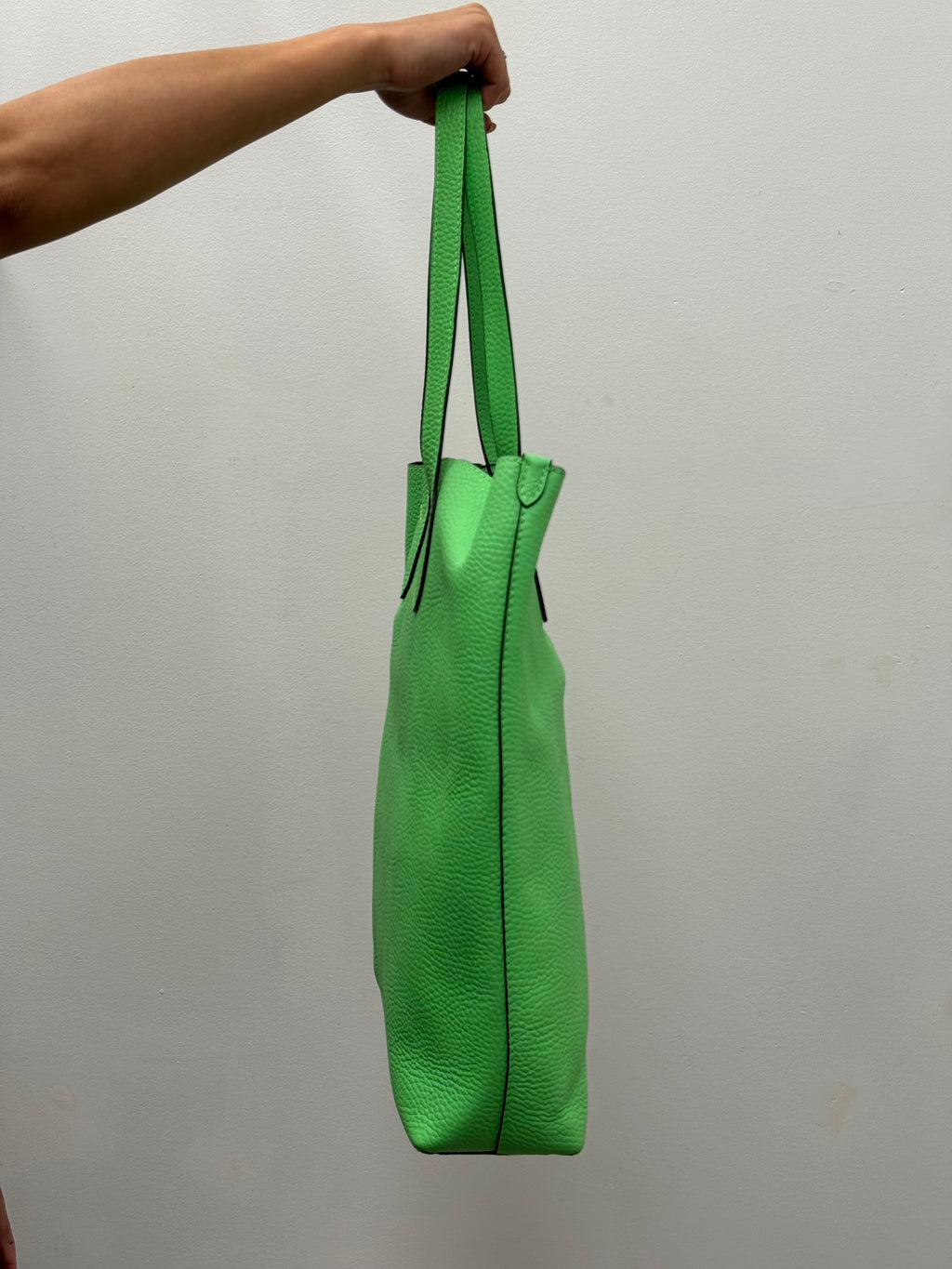Burberry Neon Green Grainy Leather Remington Tote Bag
