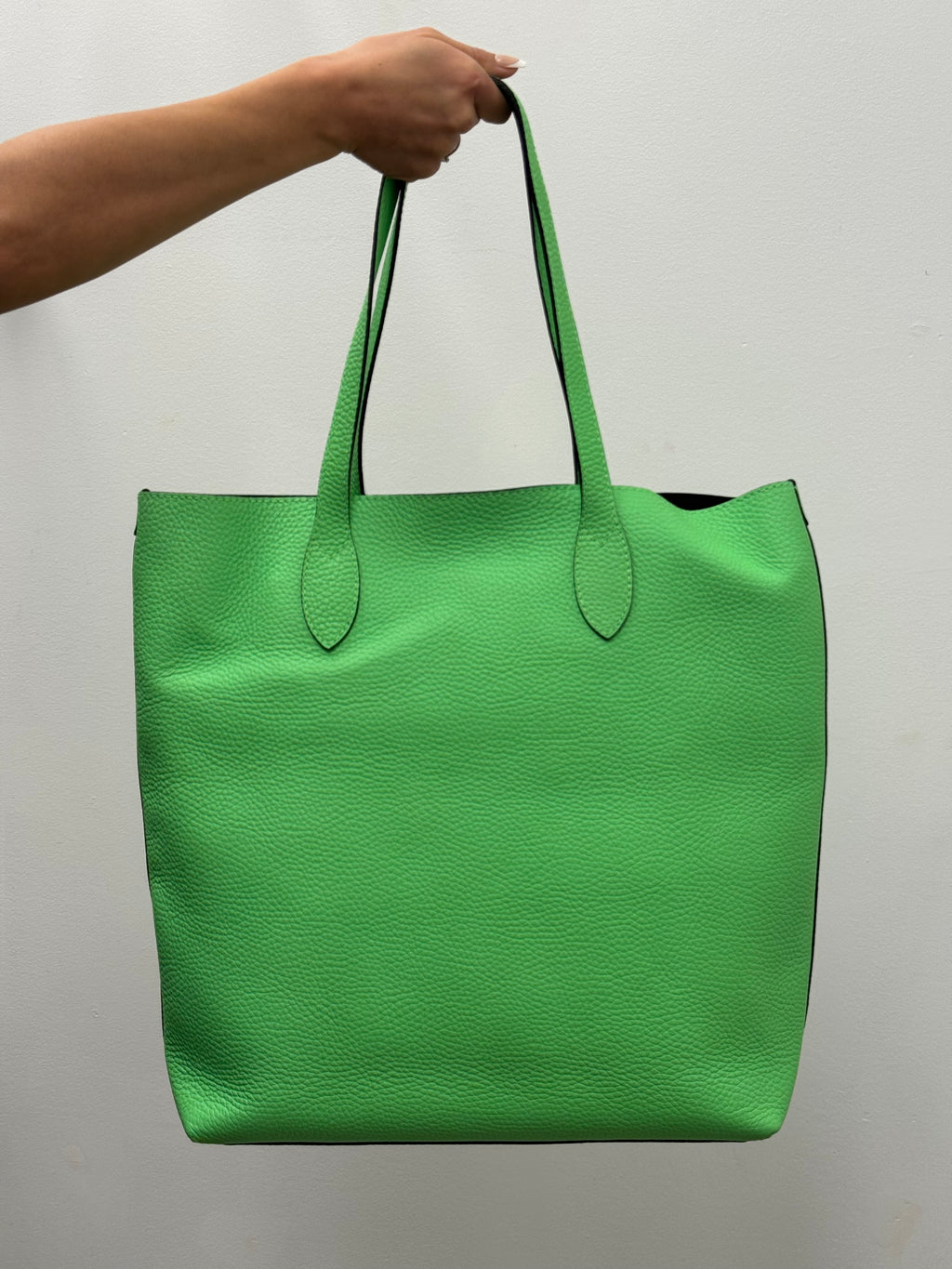 Burberry Neon Green Grainy Leather Remington Tote Bag