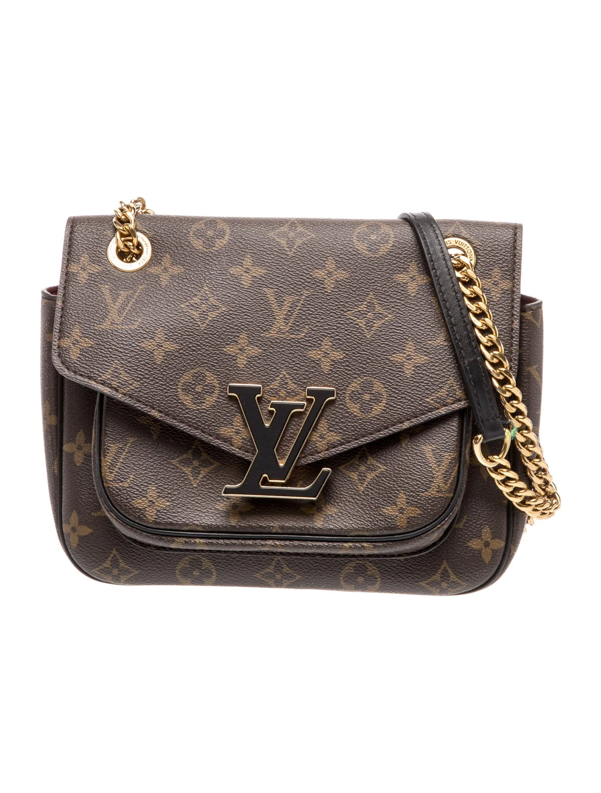 Louis Vuitton Passy Chain Shoulder Bag Monogram Canvas Gold Hardware