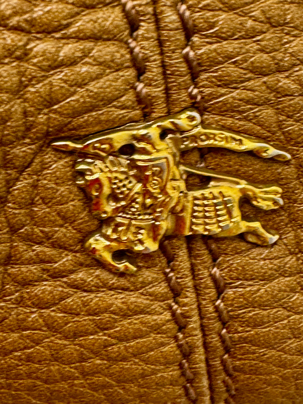 Burberry Tan Pebbled Leather Pleated Hobo Bag