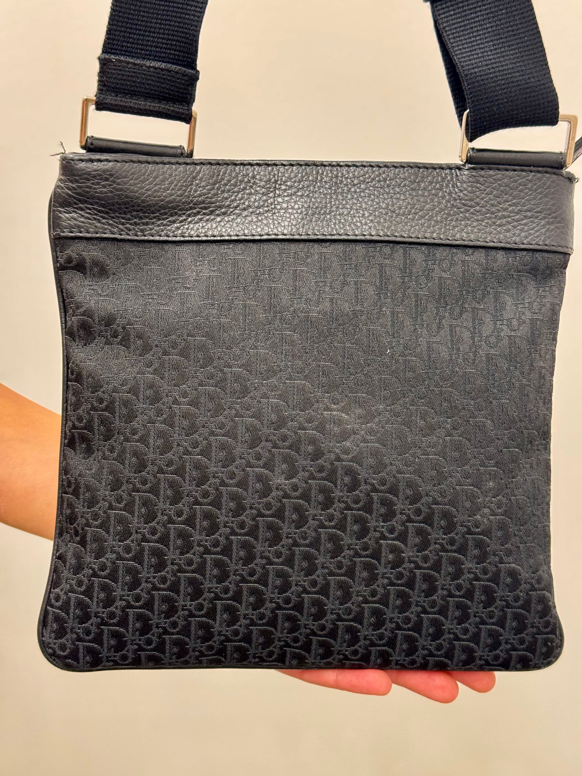 Dior Black Logo Jacquard Trotter Crossbody Bag