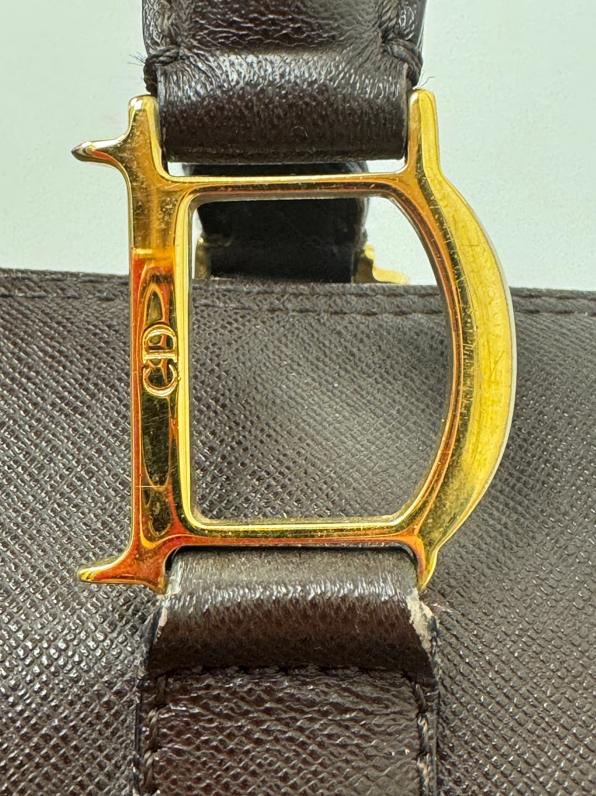 Christian Dior Brown Saffiano Leather Boston Bag