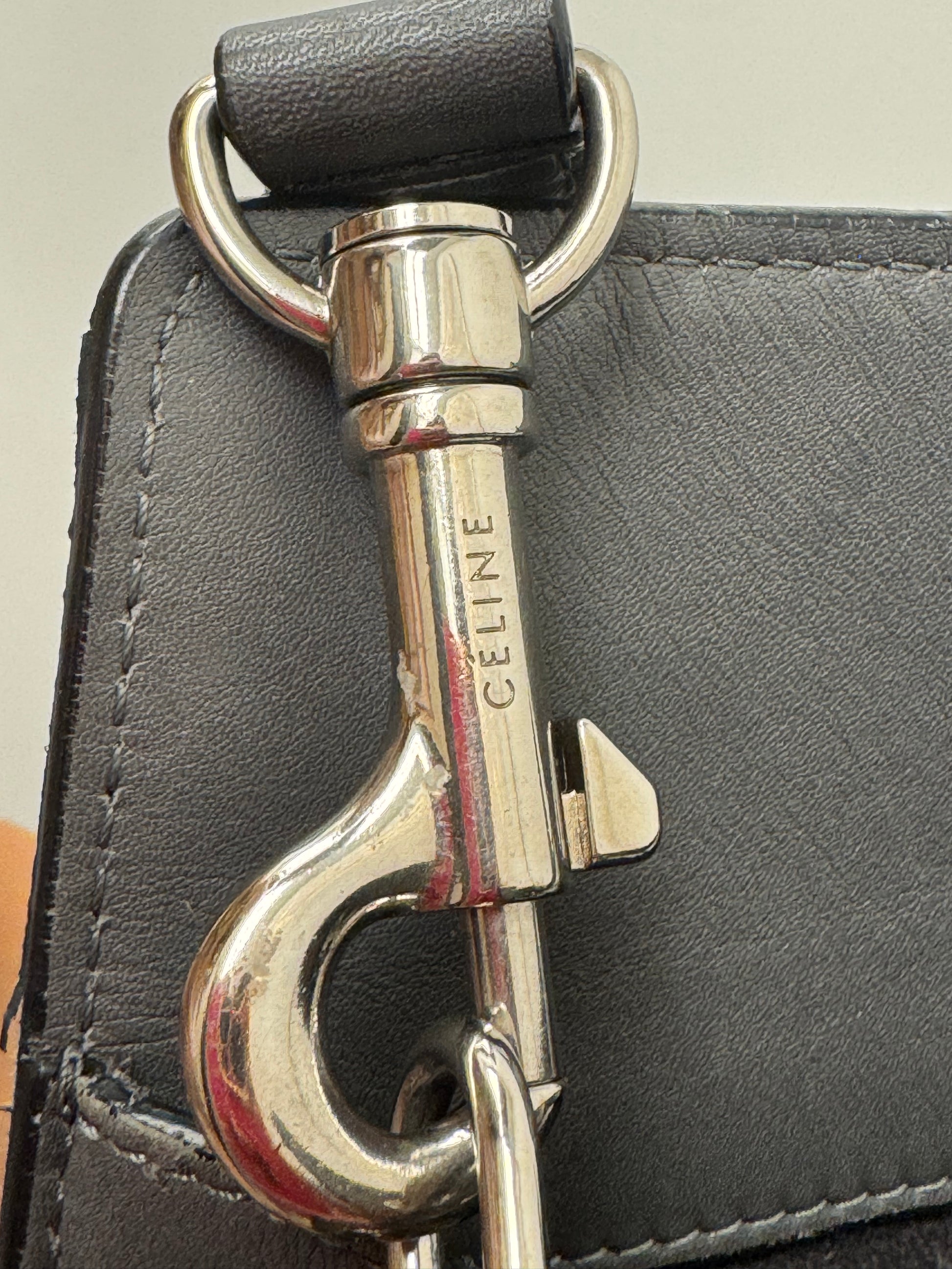 Céline Grey Toggle Leather Shoulder Bag