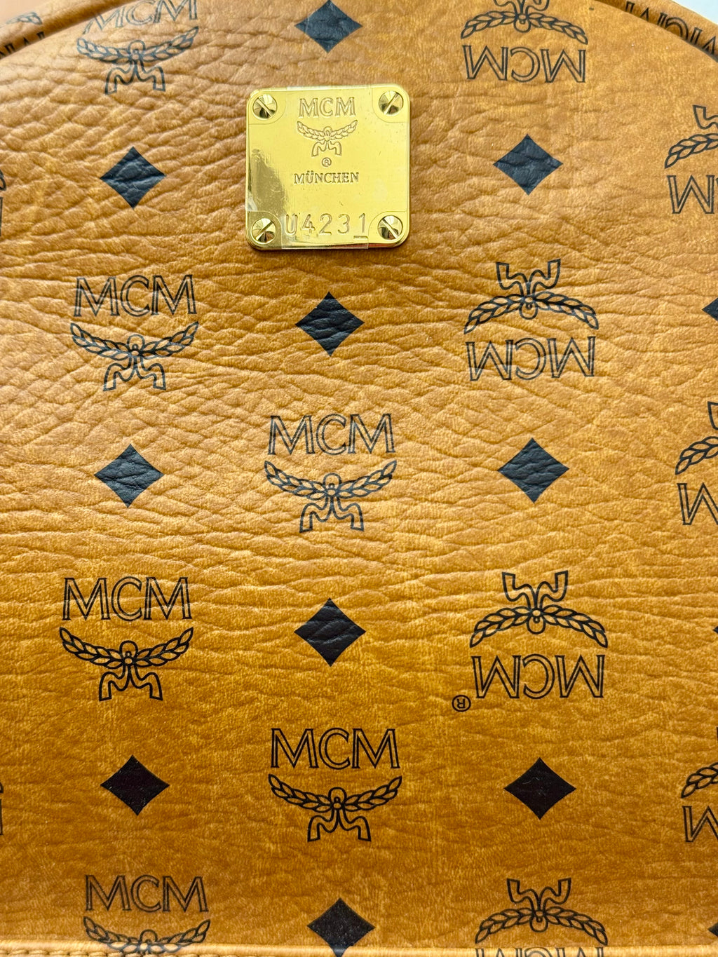 MCM Stark Side Studs Backpack in Visetos Cognac Medium