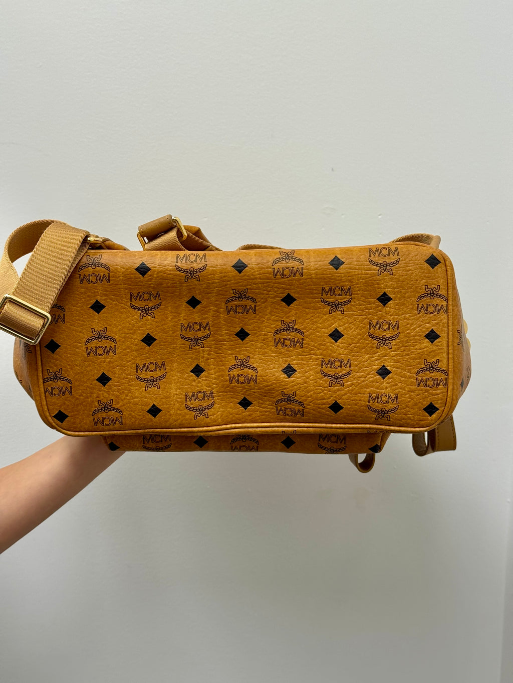 MCM Stark Side Studs Backpack in Visetos Cognac Medium