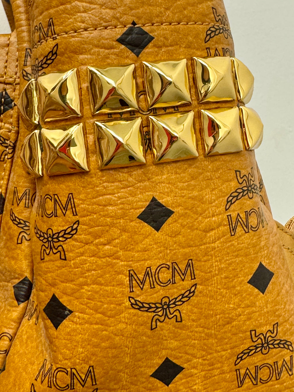 MCM Stark Side Studs Backpack in Visetos Cognac Medium