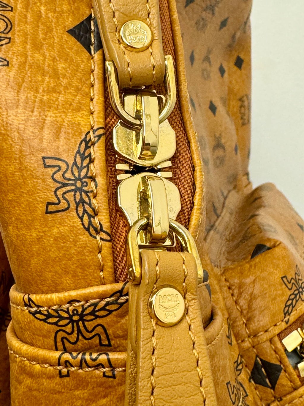 MCM Stark Side Studs Backpack in Visetos Cognac Medium