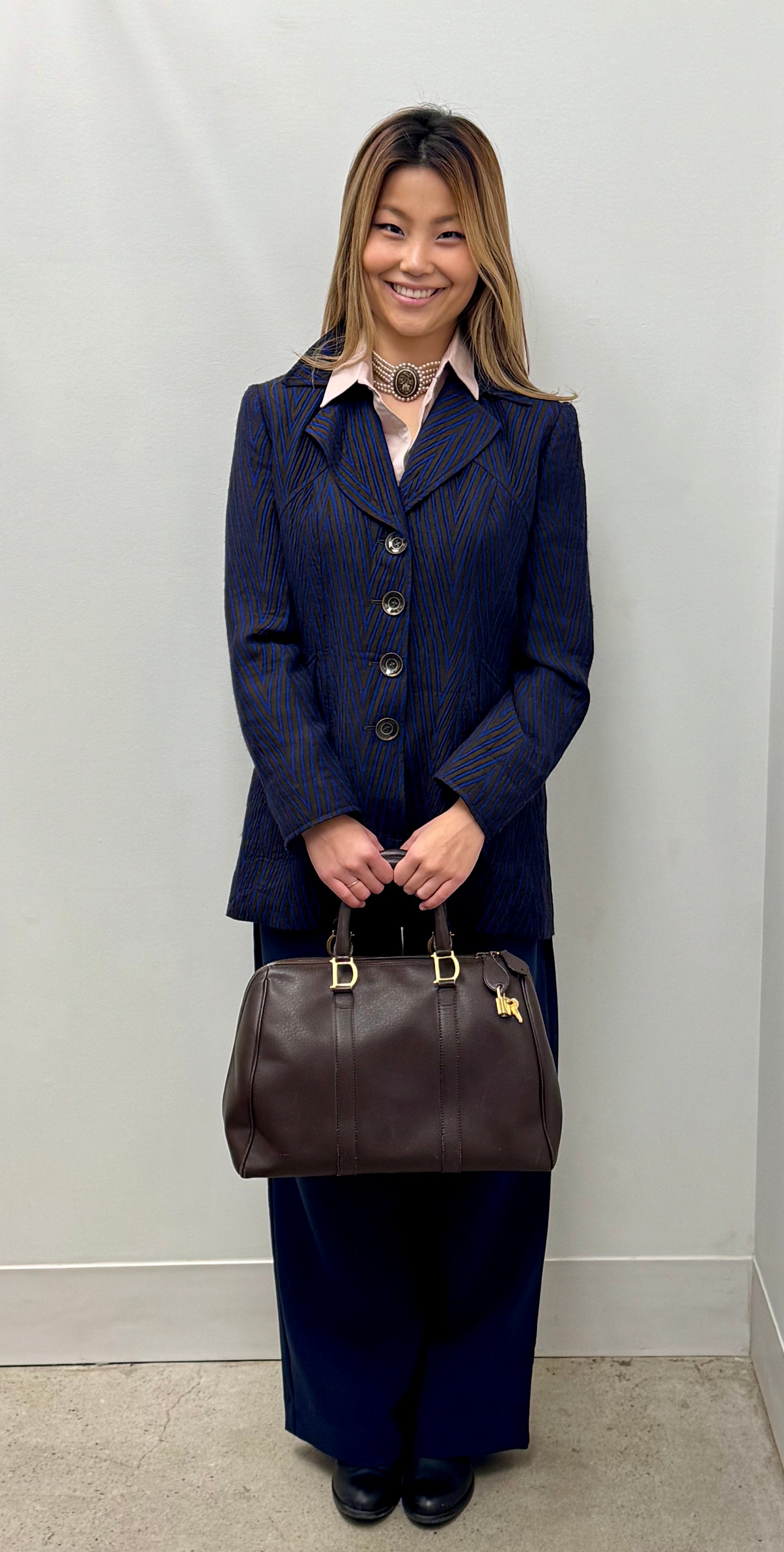 Christian Dior Brown Saffiano Leather Boston Bag