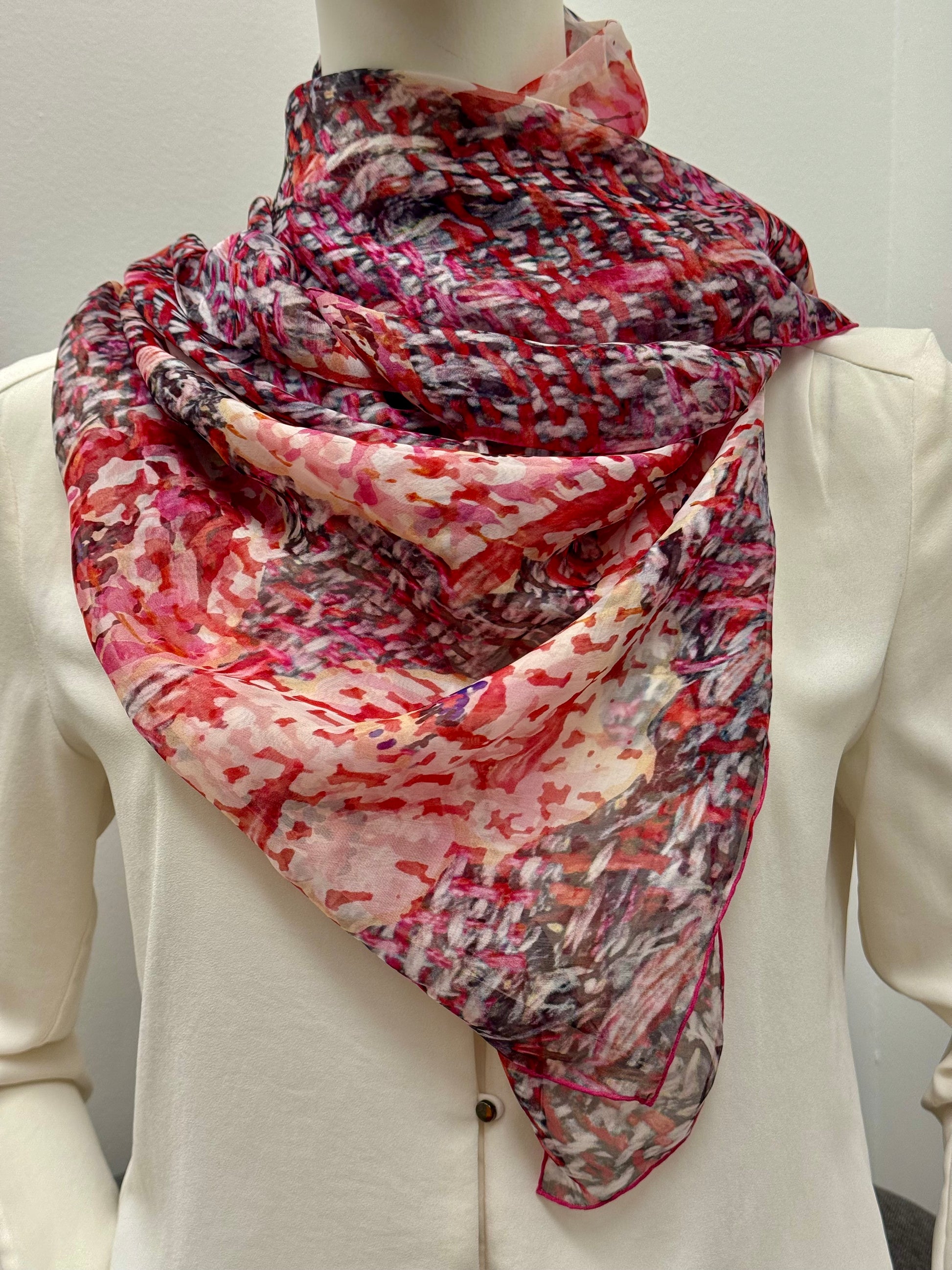 Chanel Silk Floral Tweed Scarf