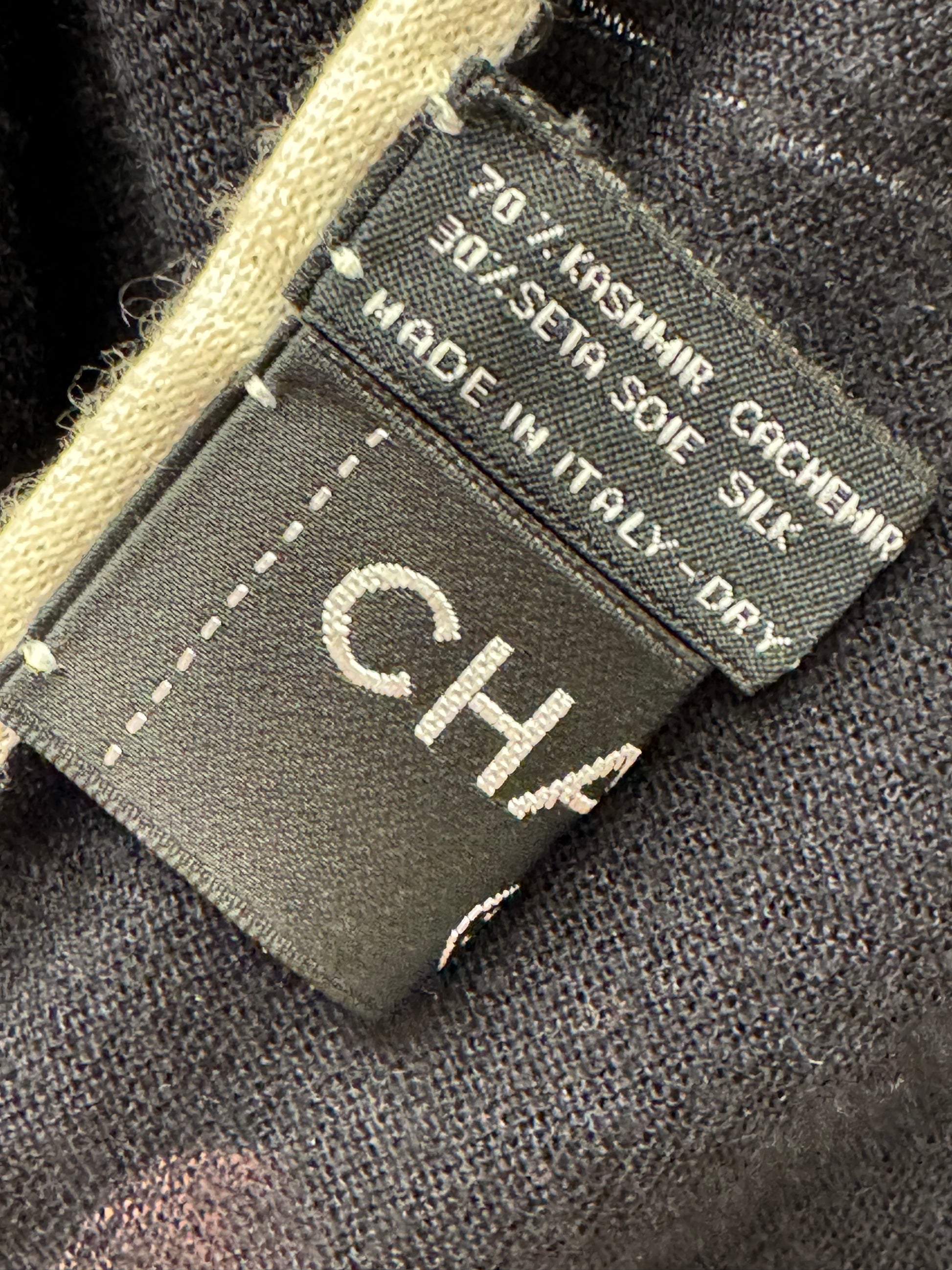 Chanel Black and White Cashmere CC Logo Scarf