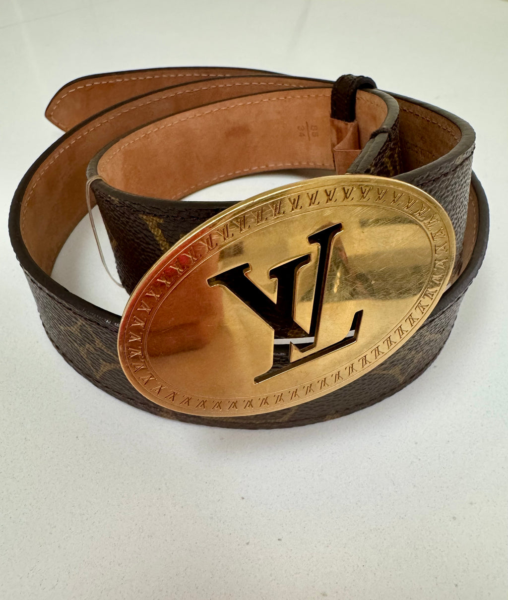 Louis Vuitton Monogram Saint Tulle Ellipse Oval Buckle Belt