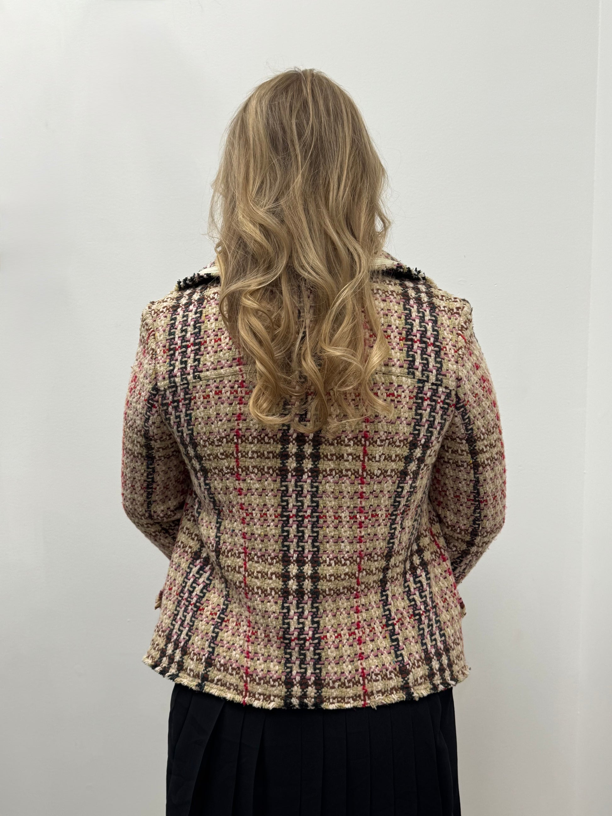 Burberry Checked Frayed Edge Tweed Jacket