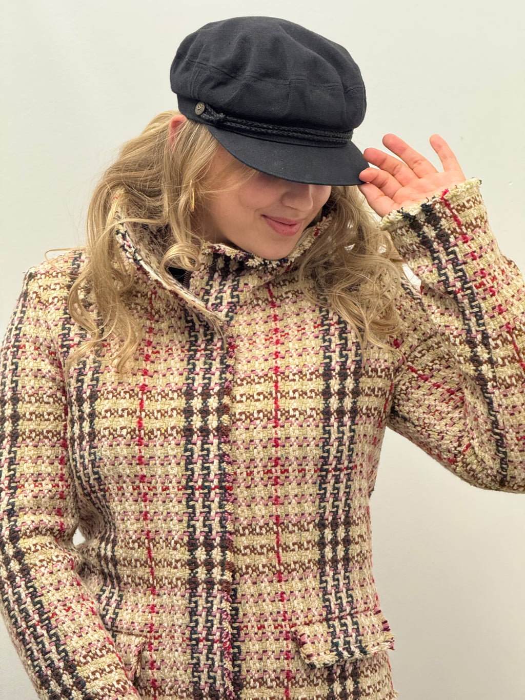 Burberry Checked Frayed Edge Tweed Jacket