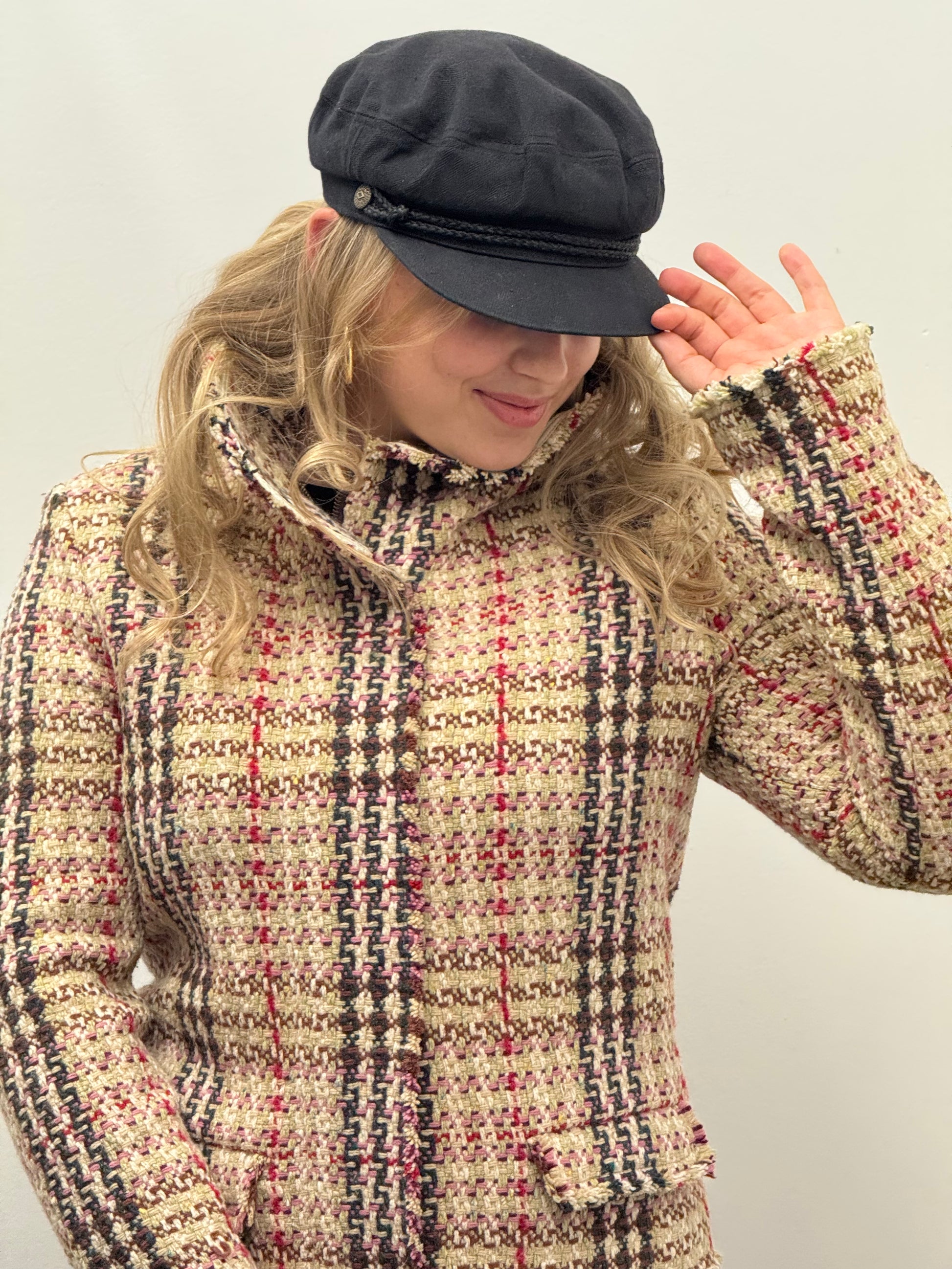 Burberry Checked Frayed Edge Tweed Jacket