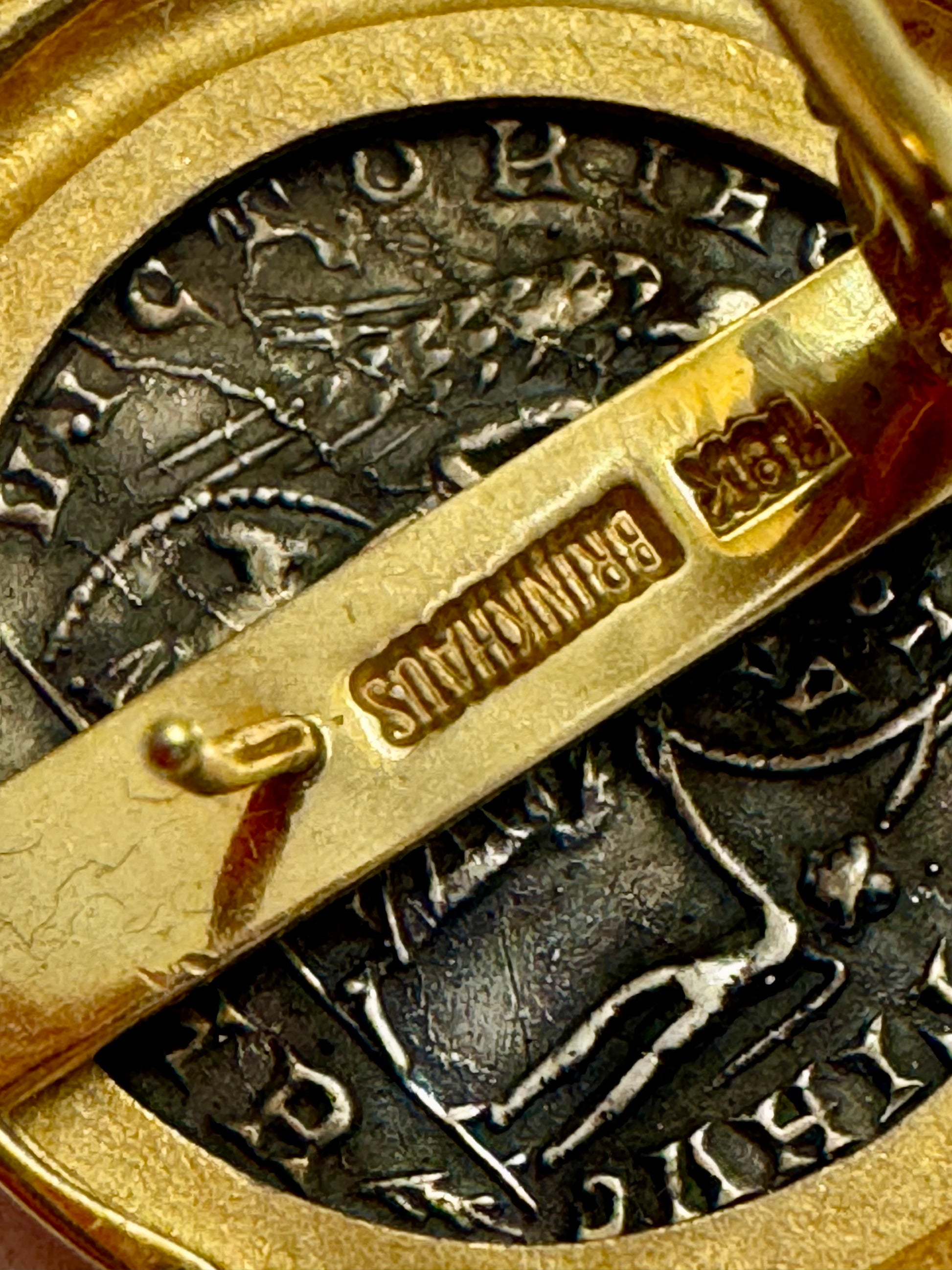 18K Gold Brinkhaus Roman Coin Earrings