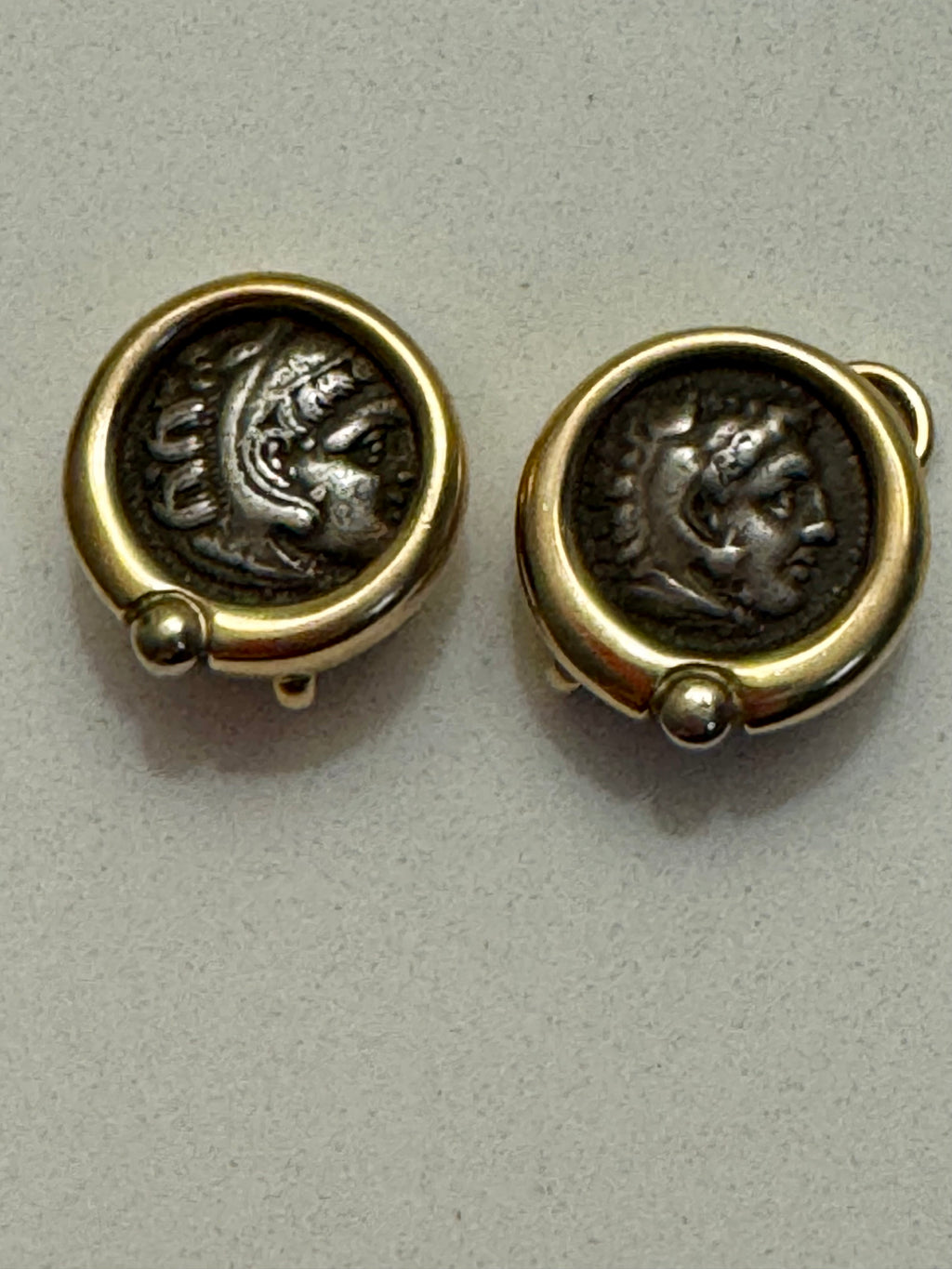 Gold Ancient Greek Coin Earrings