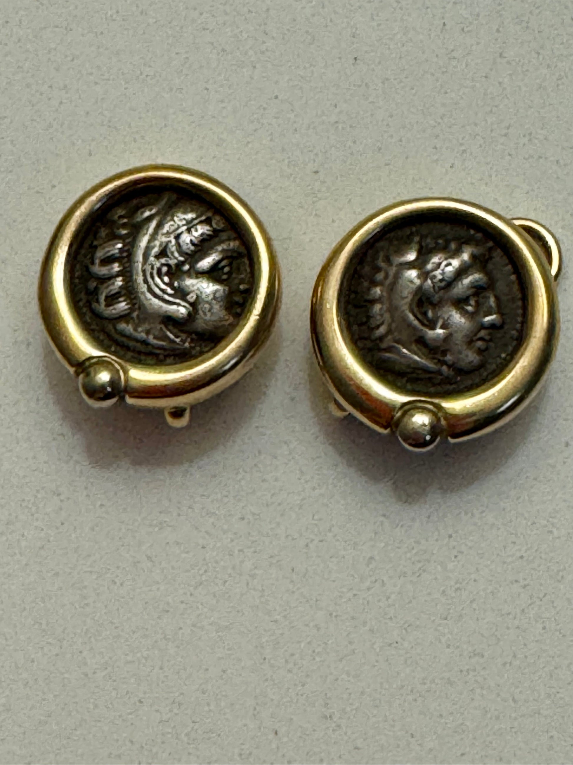 Gold Ancient Greek Coin Earrings
