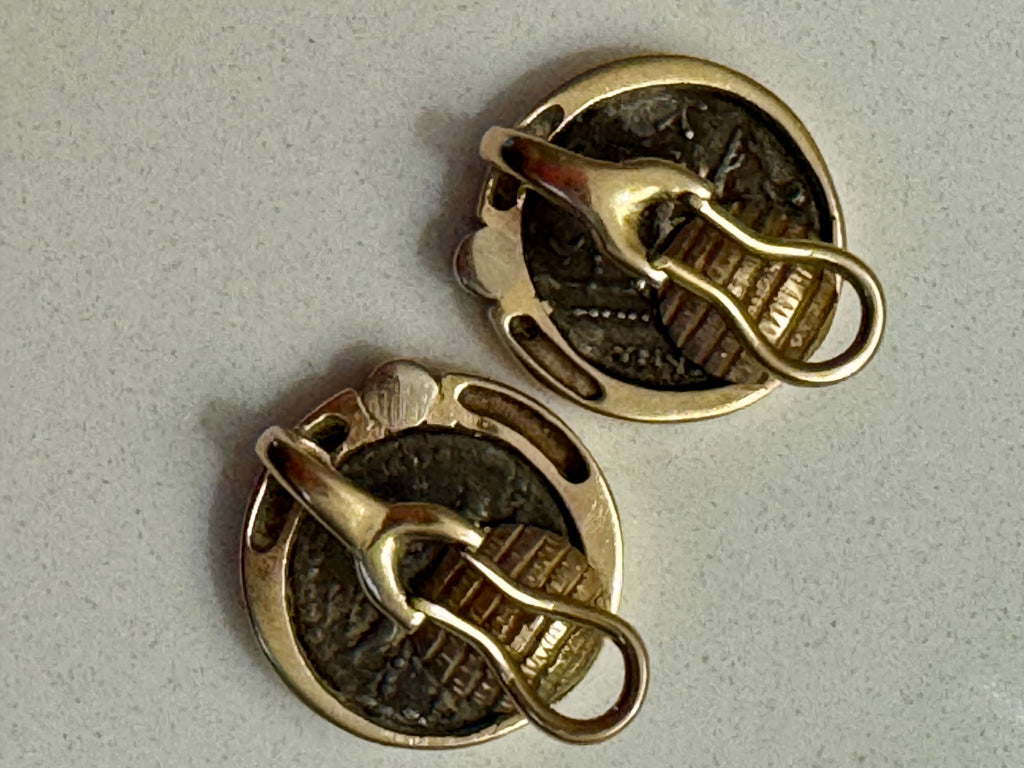Gold Ancient Greek Coin Earrings