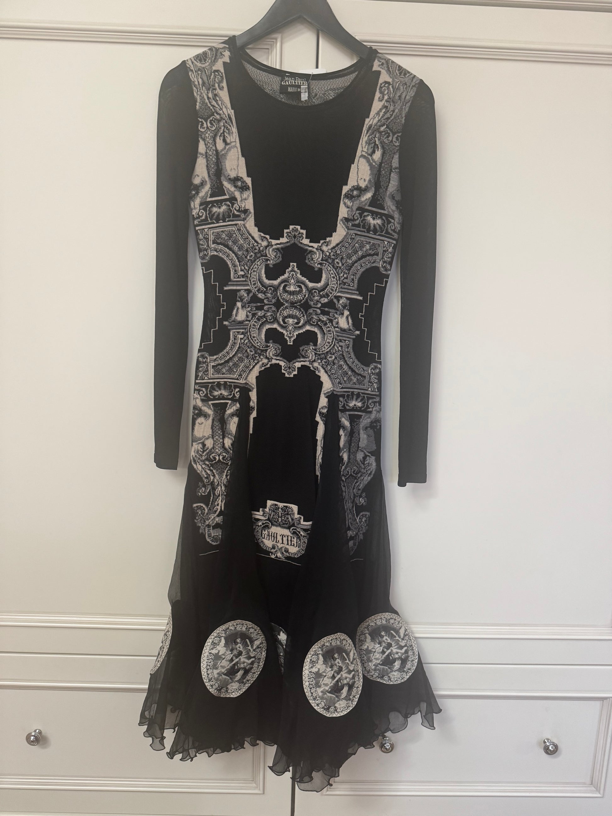Jean Paul Gaultier Maille Femme "Cartouche" Baroque Print Dress