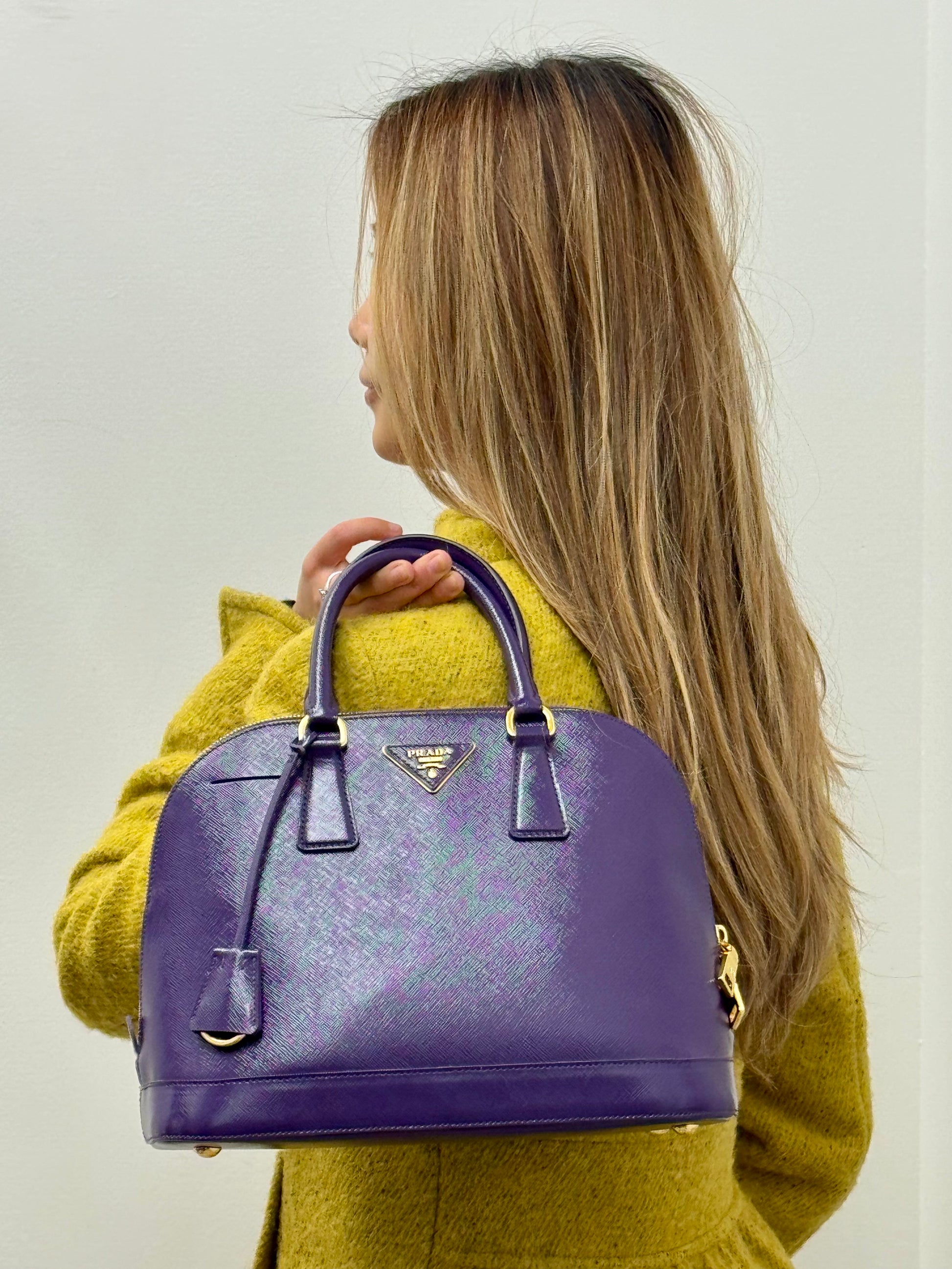 Prada Purple Saffiano Lux Leather Promenade Bag