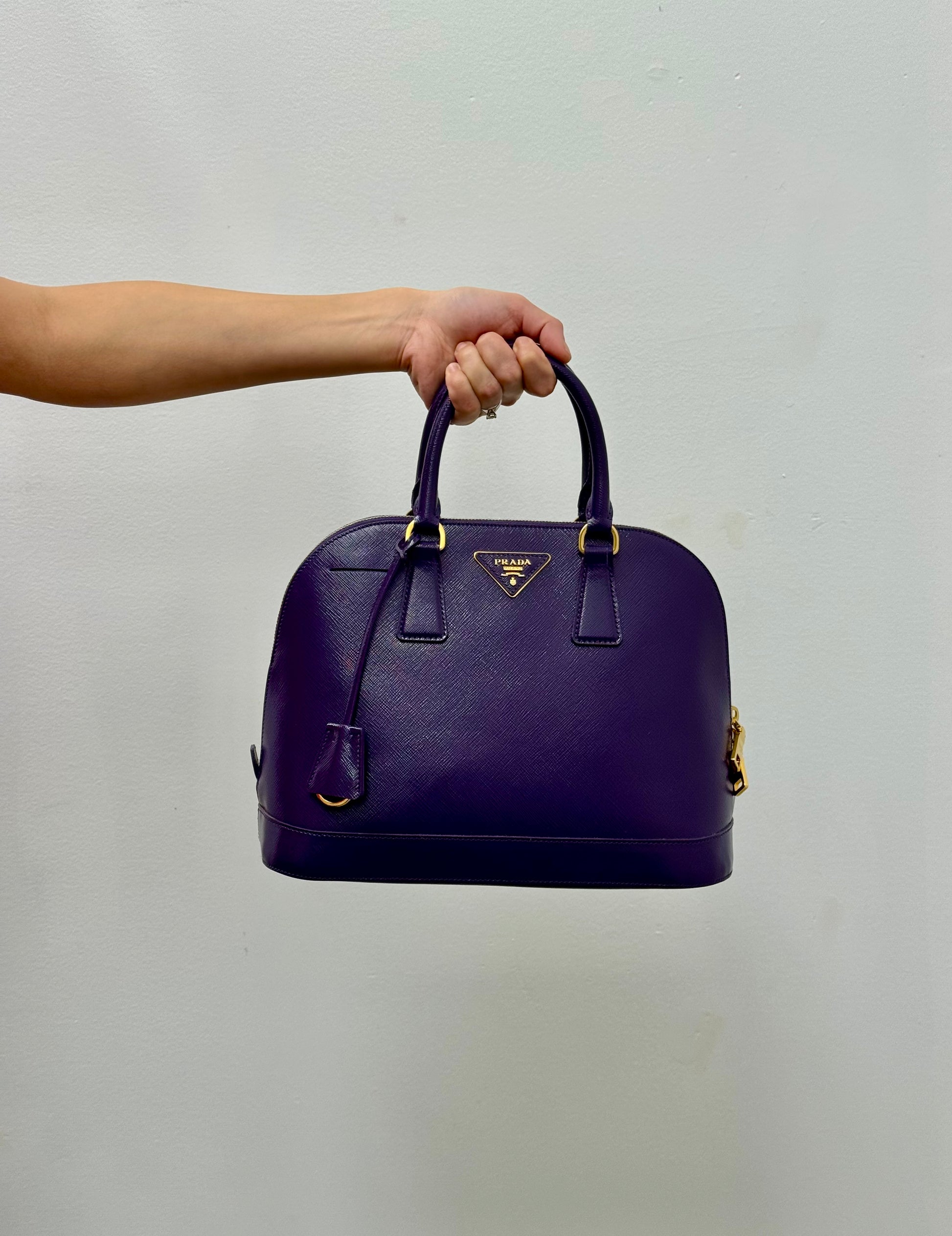 Prada Purple Saffiano Lux Leather Promenade Bag