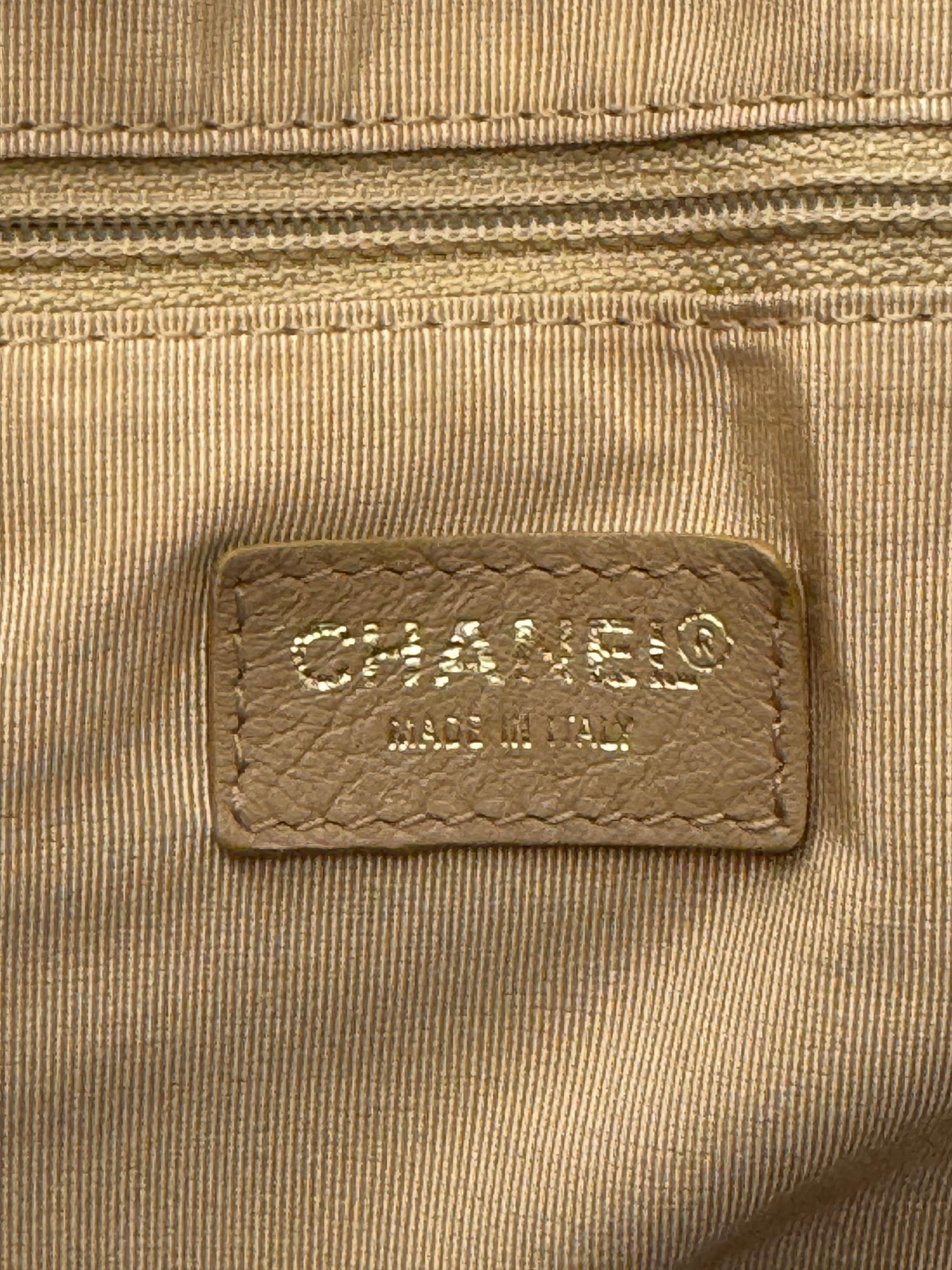 Chanel Vintage Beige Quilted Leather Tote with Wood Handles