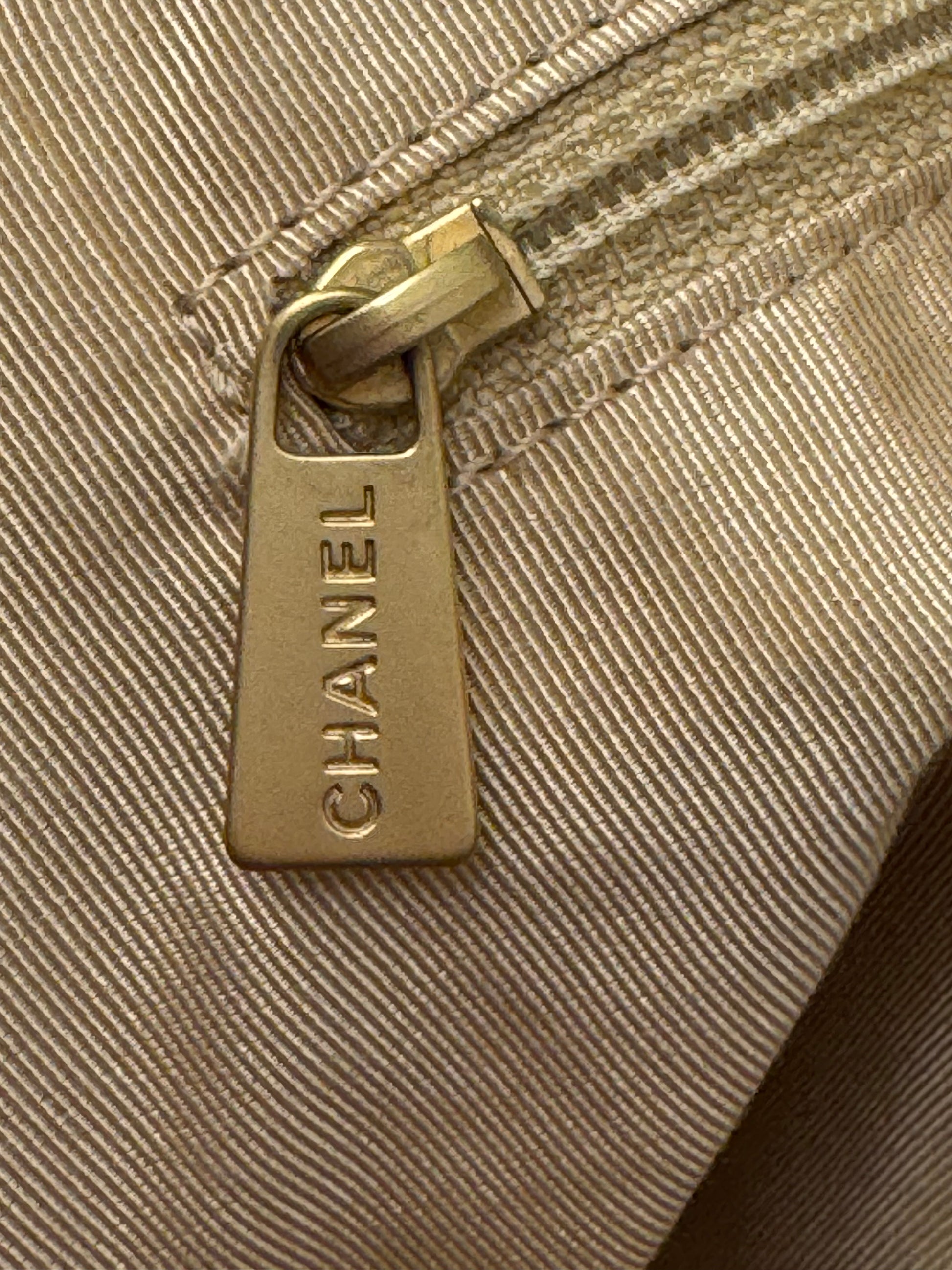 Chanel Vintage Beige Quilted Leather Tote with Wood Handles