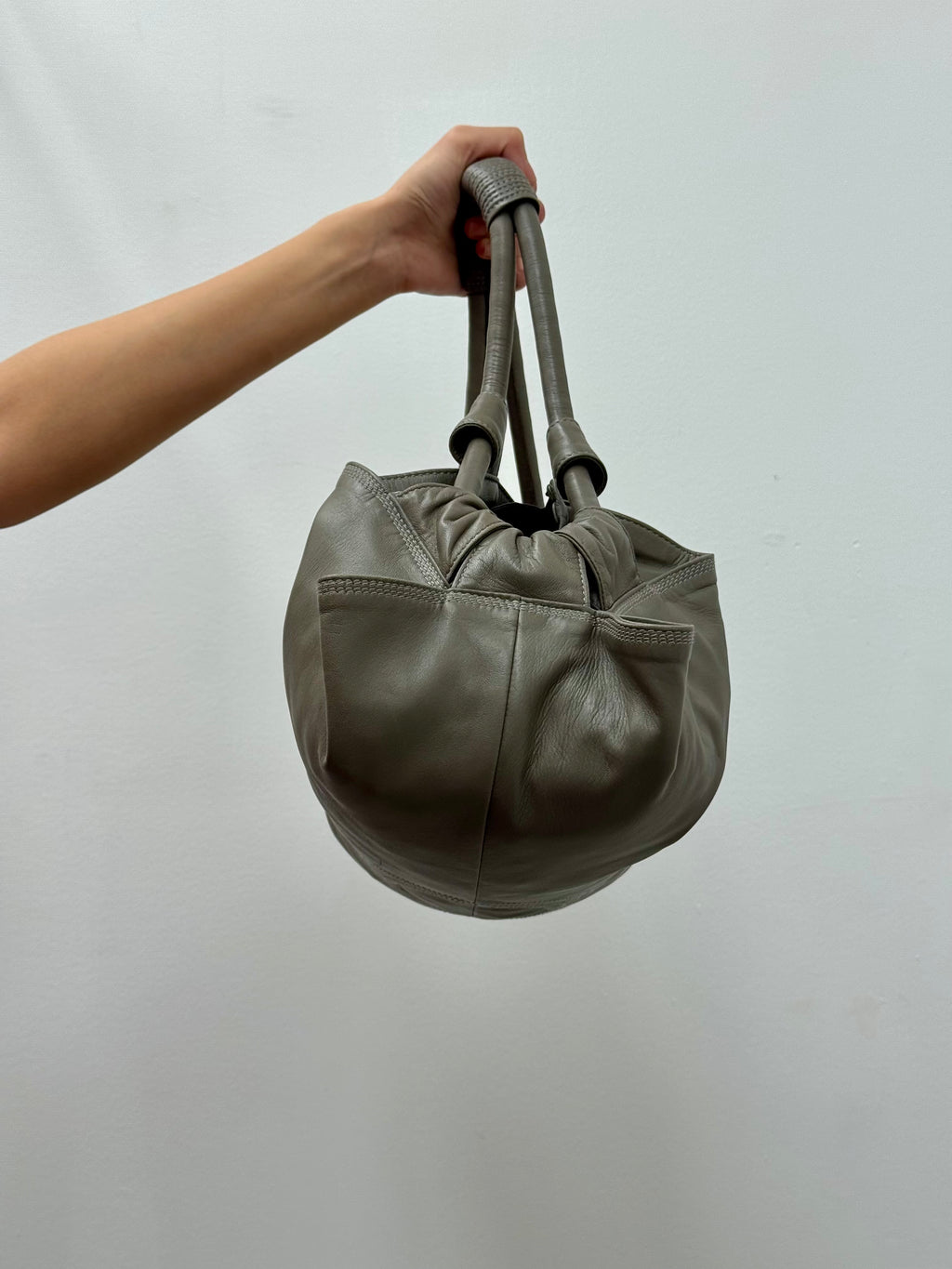 Loewe Grey Nappa Aire Leather Bag with Embossed Anagram Logo