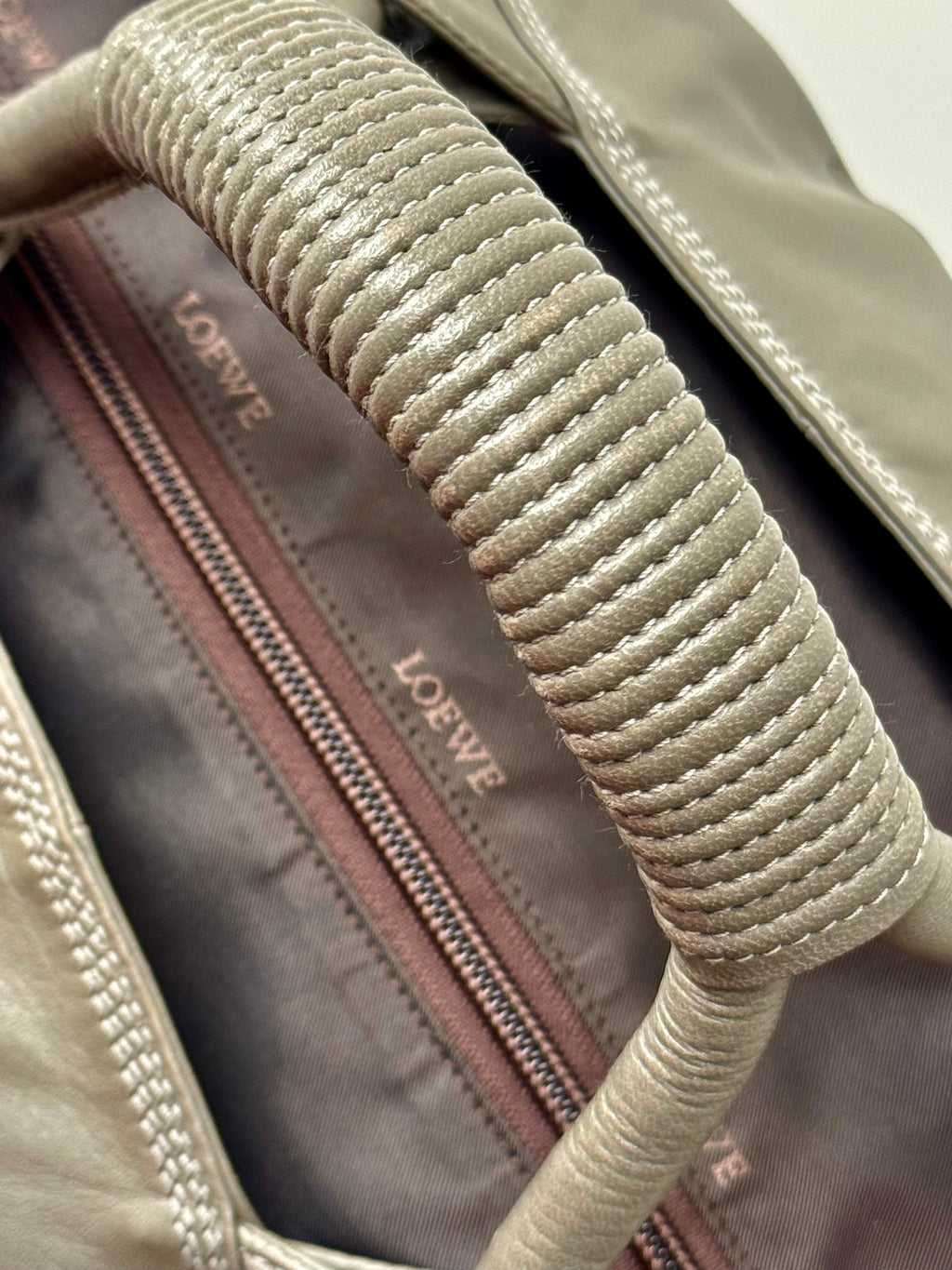 Loewe Grey Nappa Aire Leather Bag with Embossed Anagram Logo