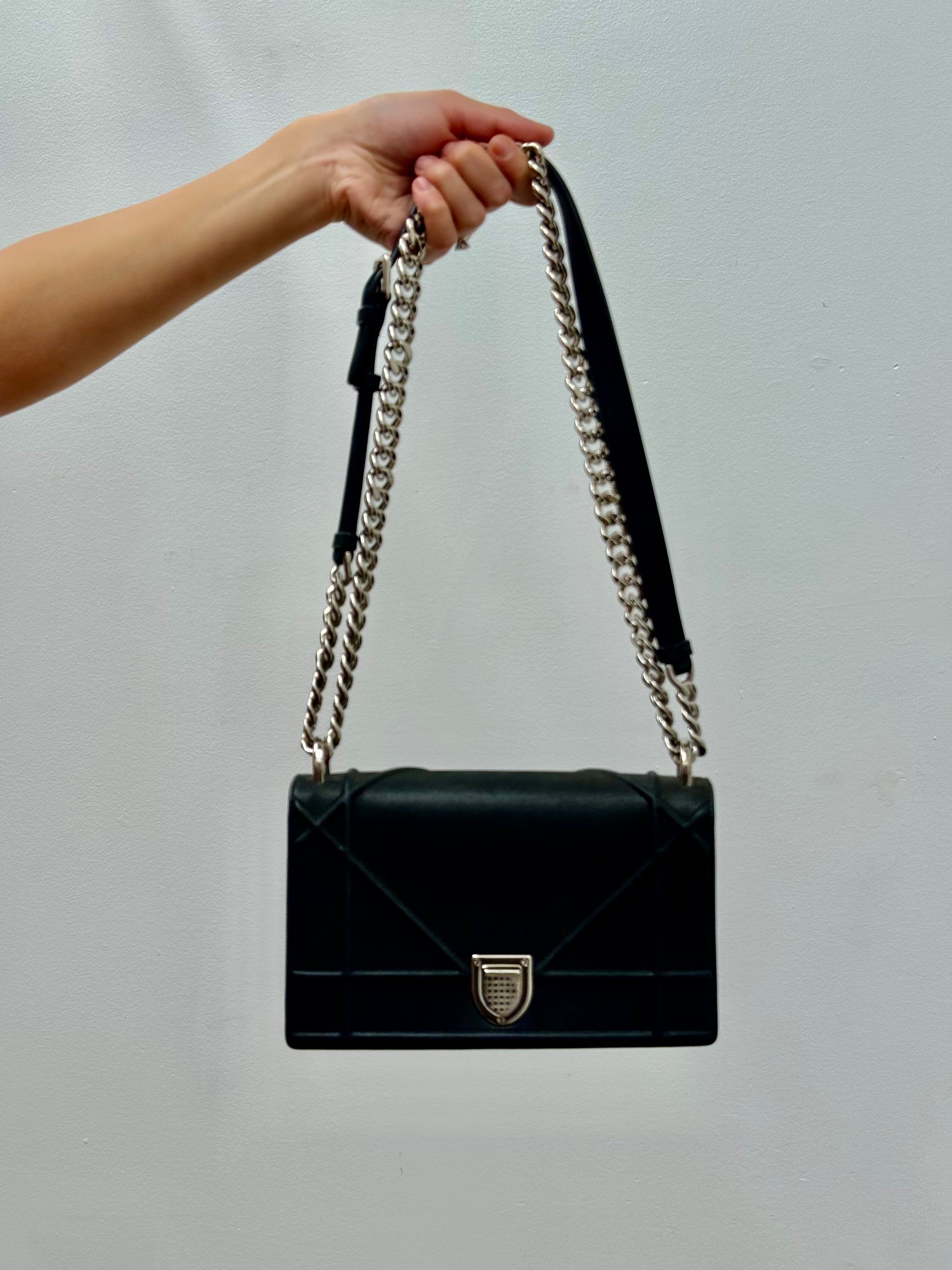 Christian Dior Black Calfskin Medium Diorama Flap Bag