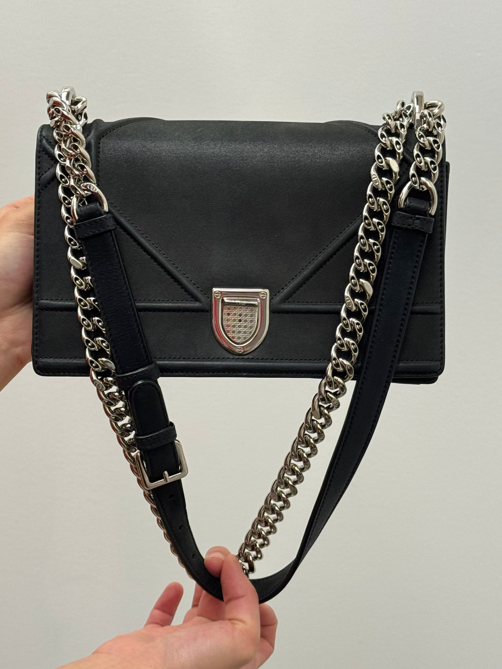 Christian Dior Black Calfskin Medium Diorama Flap Bag