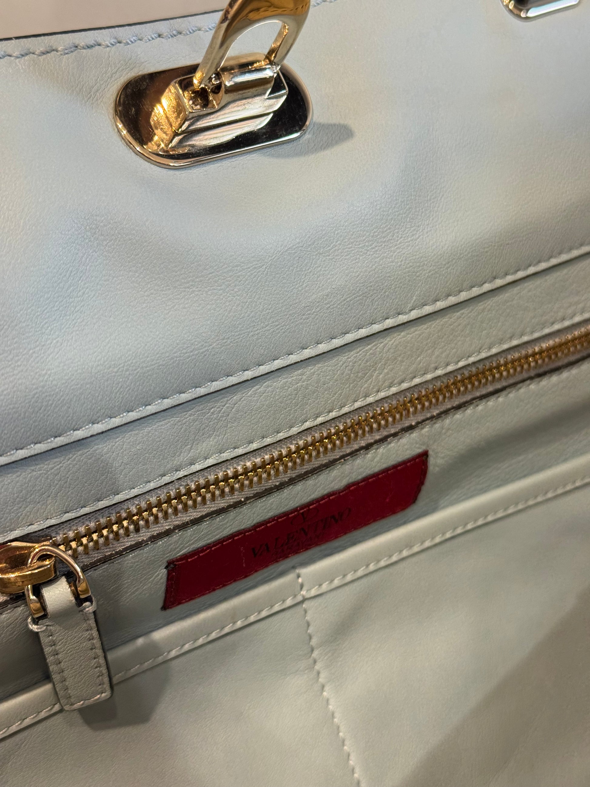 Valentino Garavani Rockstud Medium Tote in Blue China