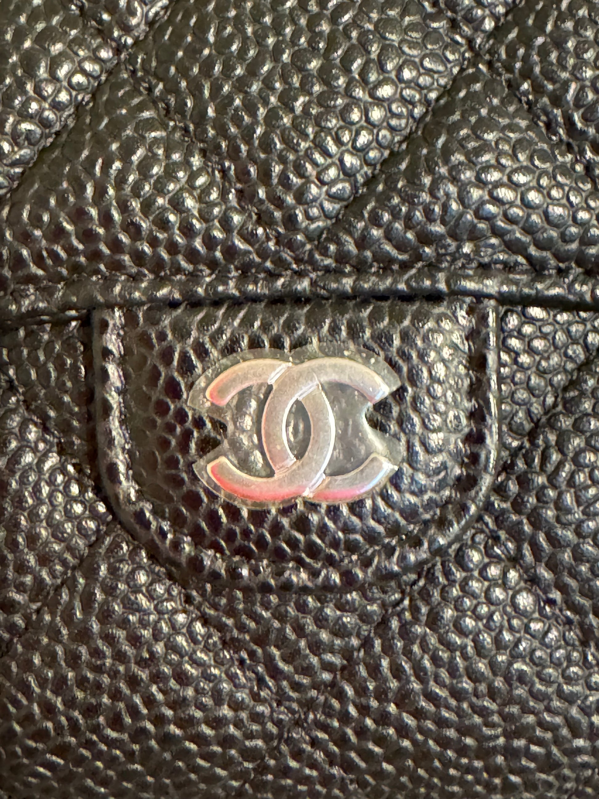 Chanel Classic Small Flap Wallet in Black Caviar Leather with Silver Tone Hardware