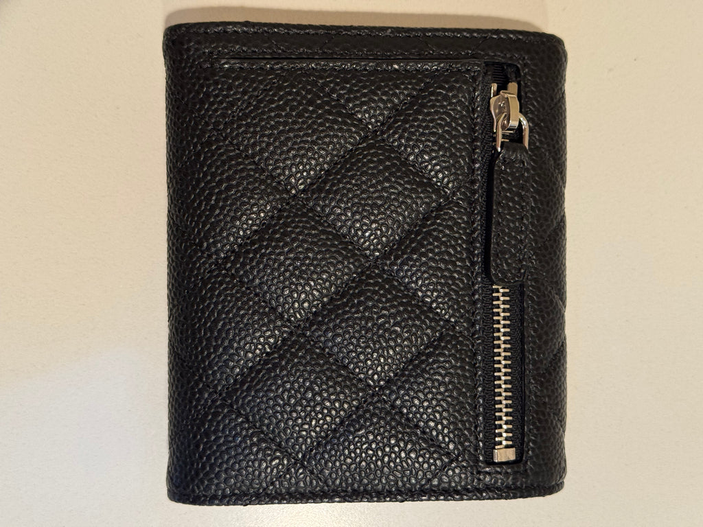 Chanel Classic Small Flap Wallet in Black Caviar Leather with Silver Tone Hardware