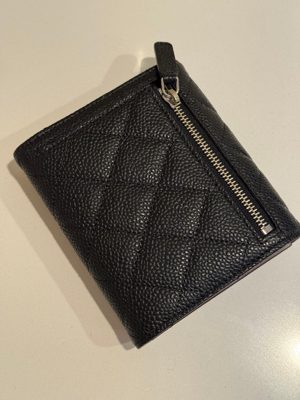 Chanel Classic Small Flap Wallet in Black Caviar Leather with Silver Tone Hardware
