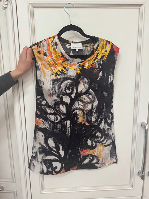 3.1 Phillip Lim Embellished Silk Sleeveless Blouse