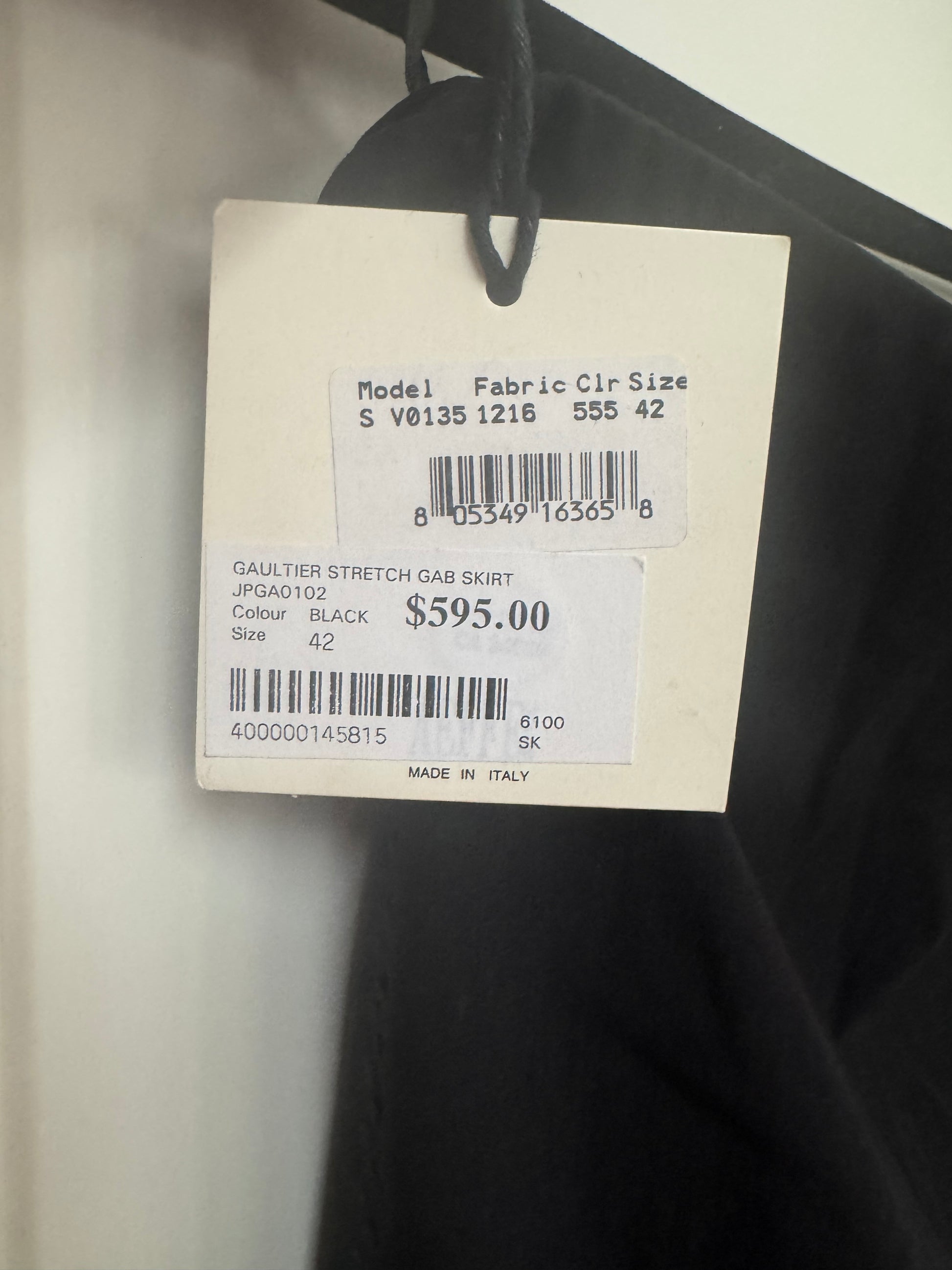 Jean Paul Gaultier Femme Black Stretch Gabardine Midi Skirt