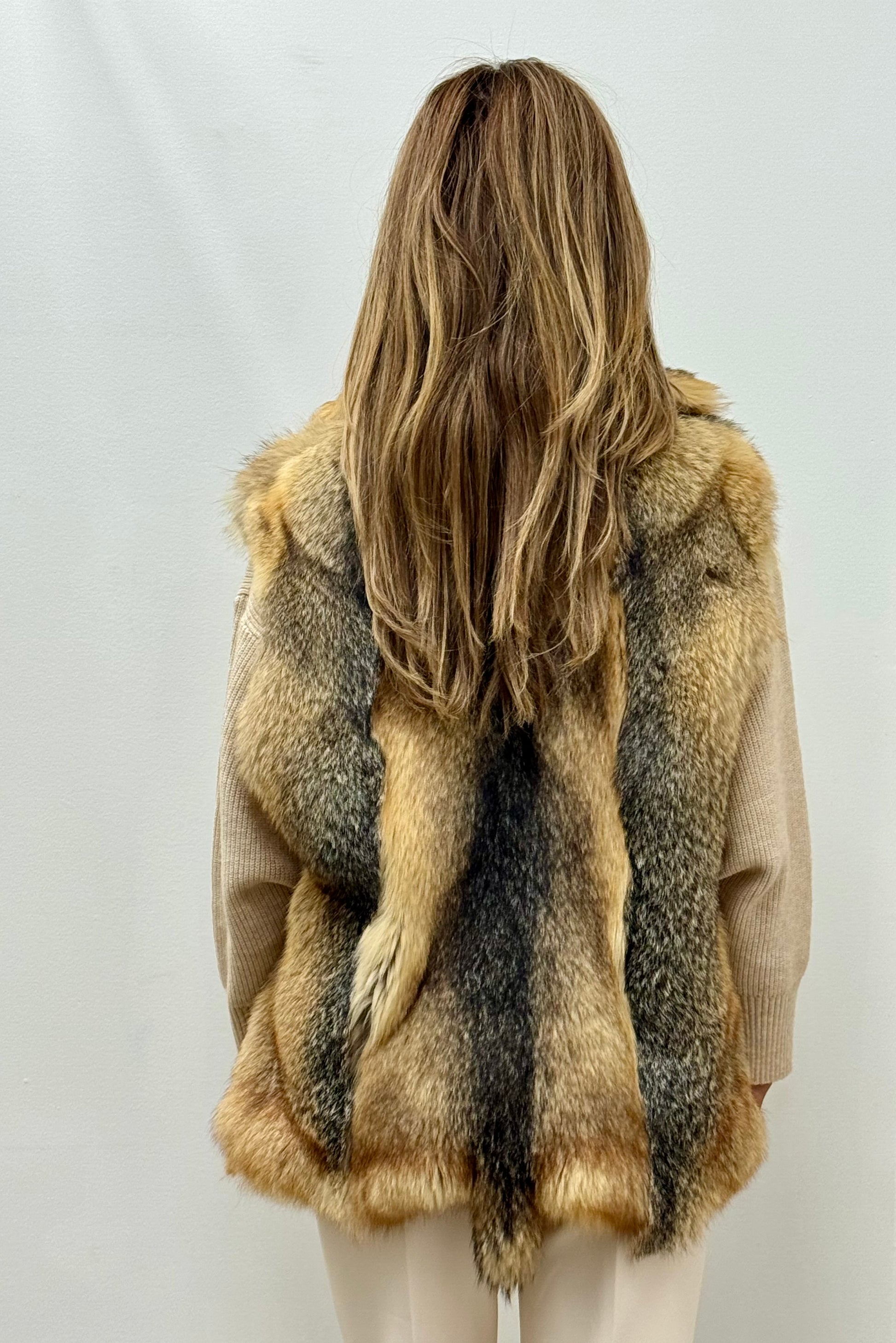 Genuine Fox Fur Vest in Natural Tones