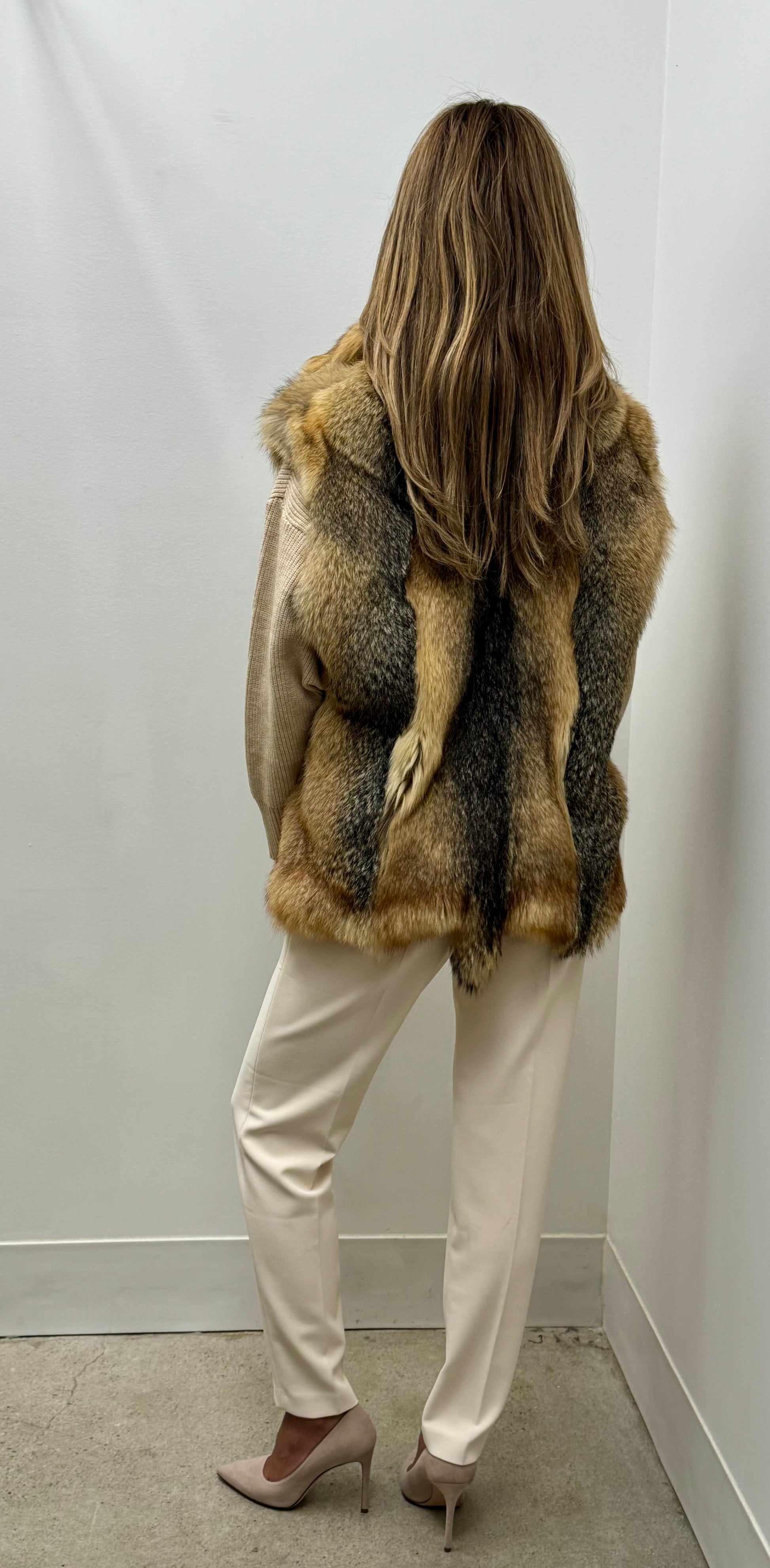 Genuine Fox Fur Vest in Natural Tones