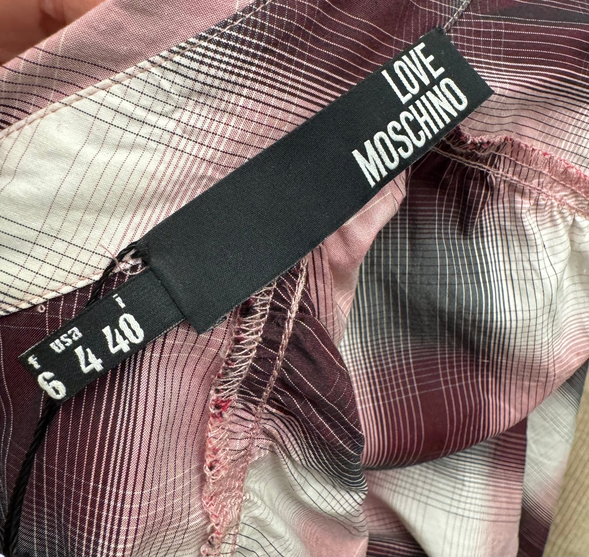 Love Moschino Sleeveless Check Western Shirt with Cherry Embroidery on the Shoulder Yokes
