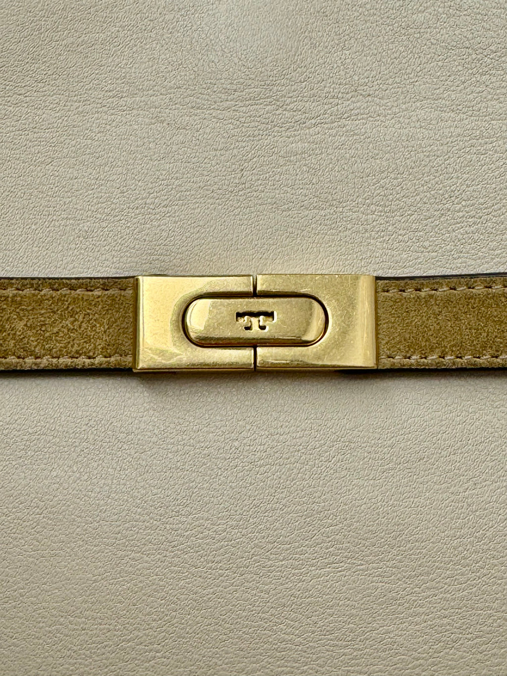 Tory Burch Lee Radziwill Small Double Bag Cream Leather with Suede Gussets