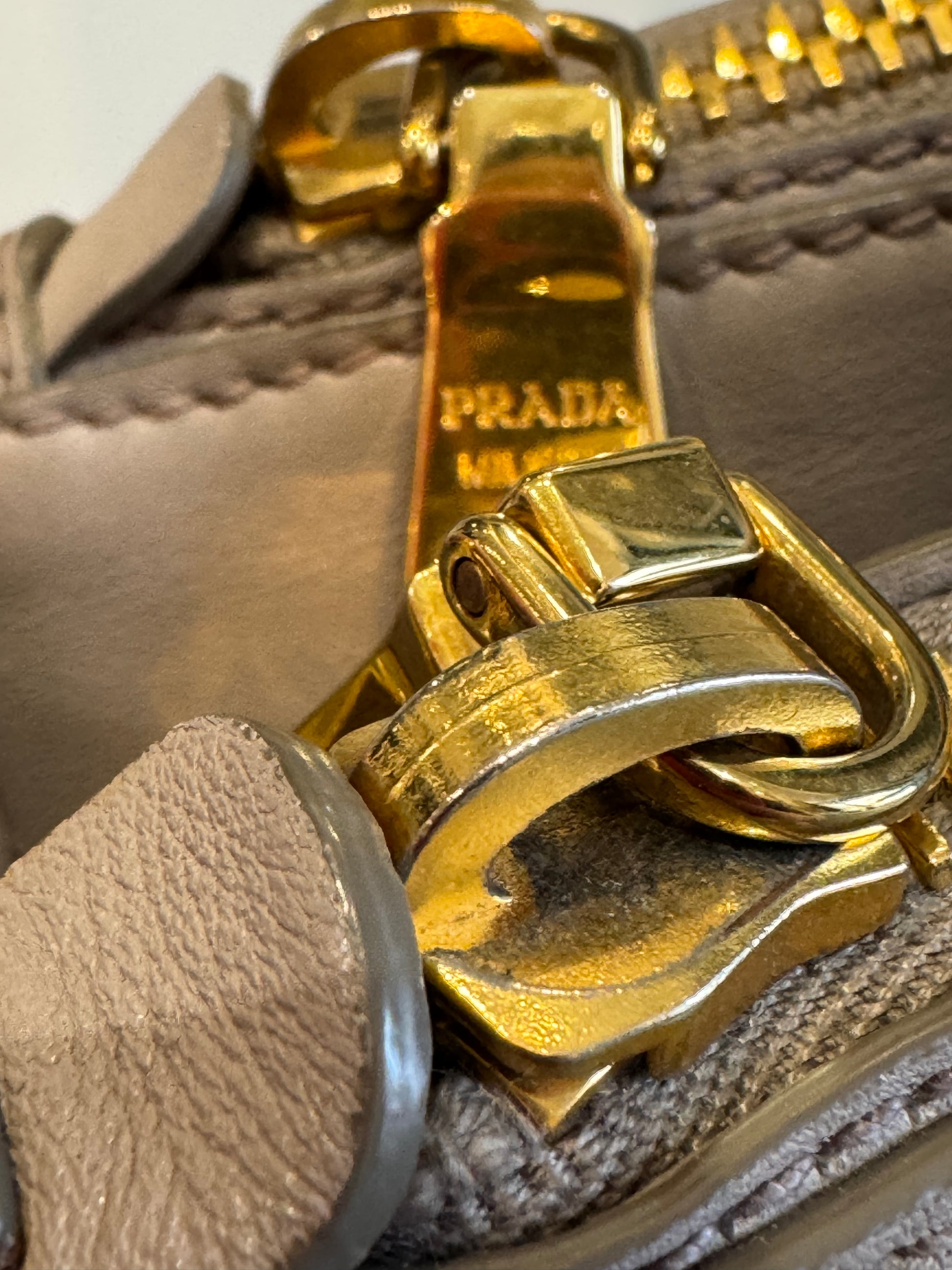 Prada Pomice Soft Calf Leather Double Zip Shopping Tote