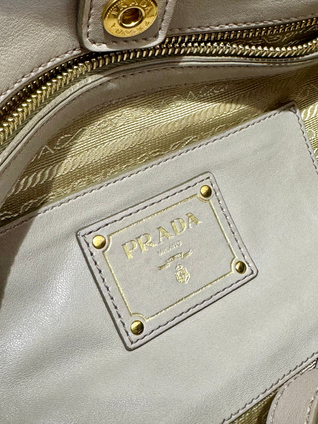 Prada Pomice Soft Calf Leather Double Zip Shopping Tote