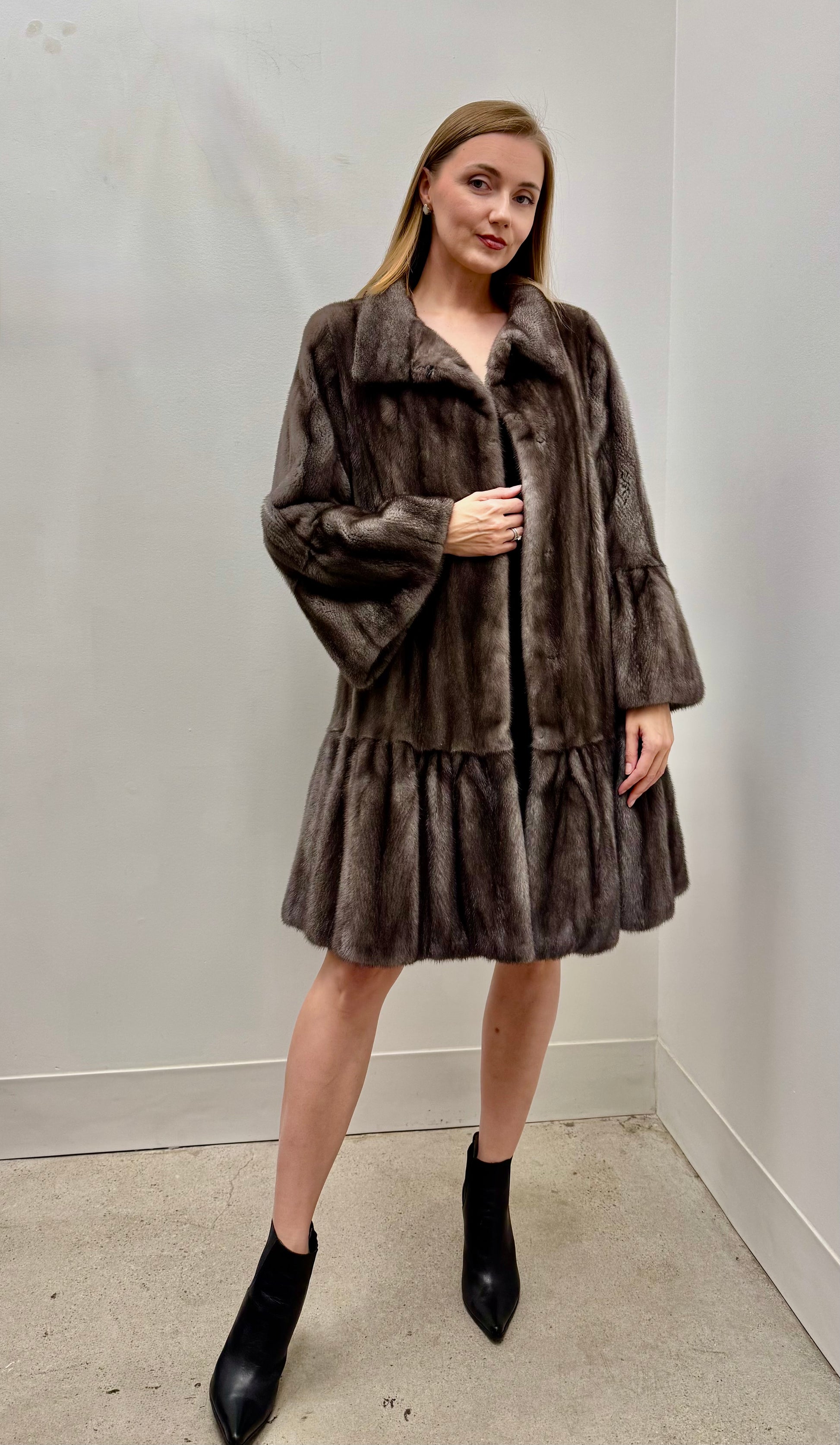 Bisang Couture Grey Mink Swing Coat