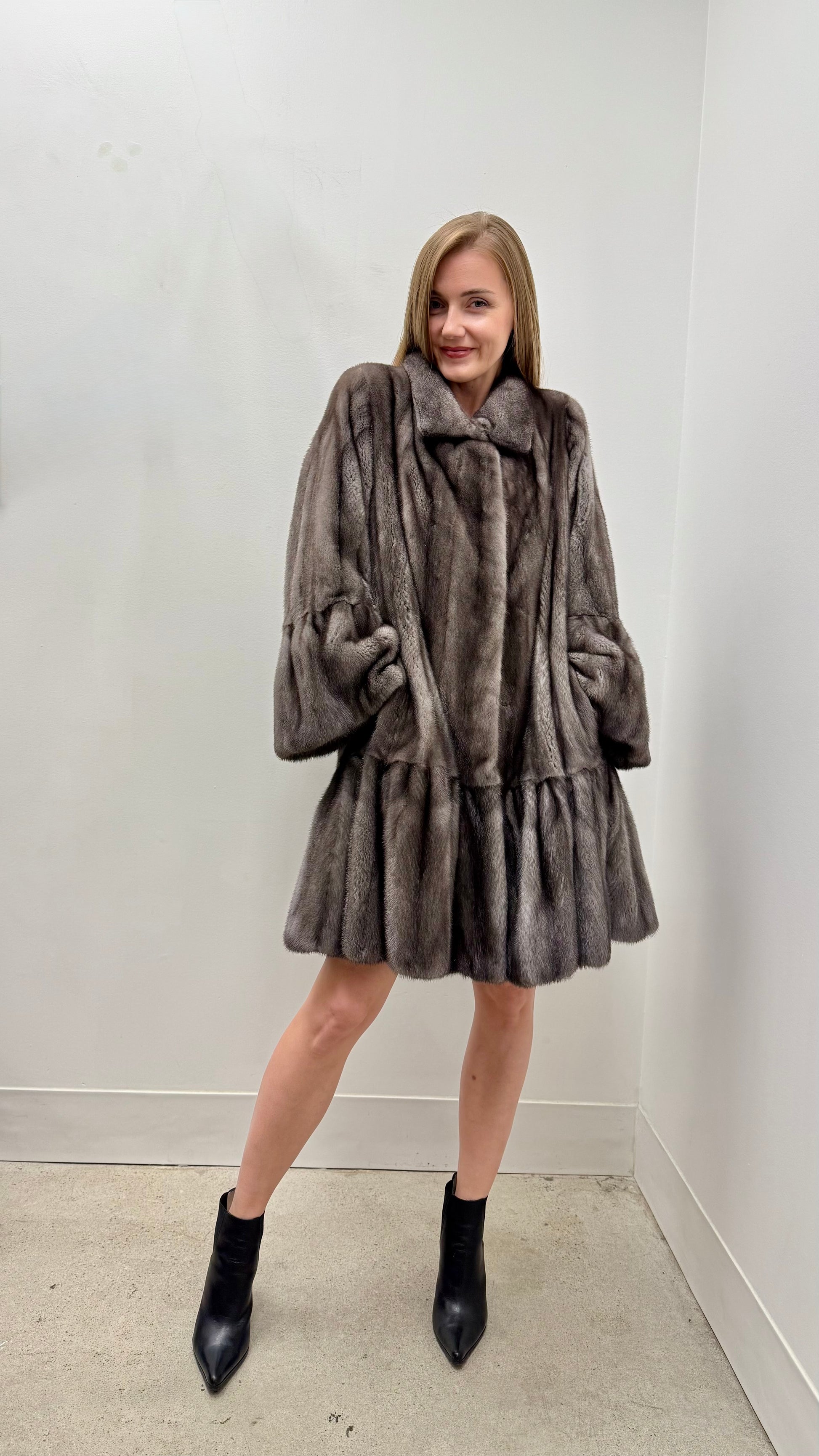 Bisang Couture Grey Mink Swing Coat