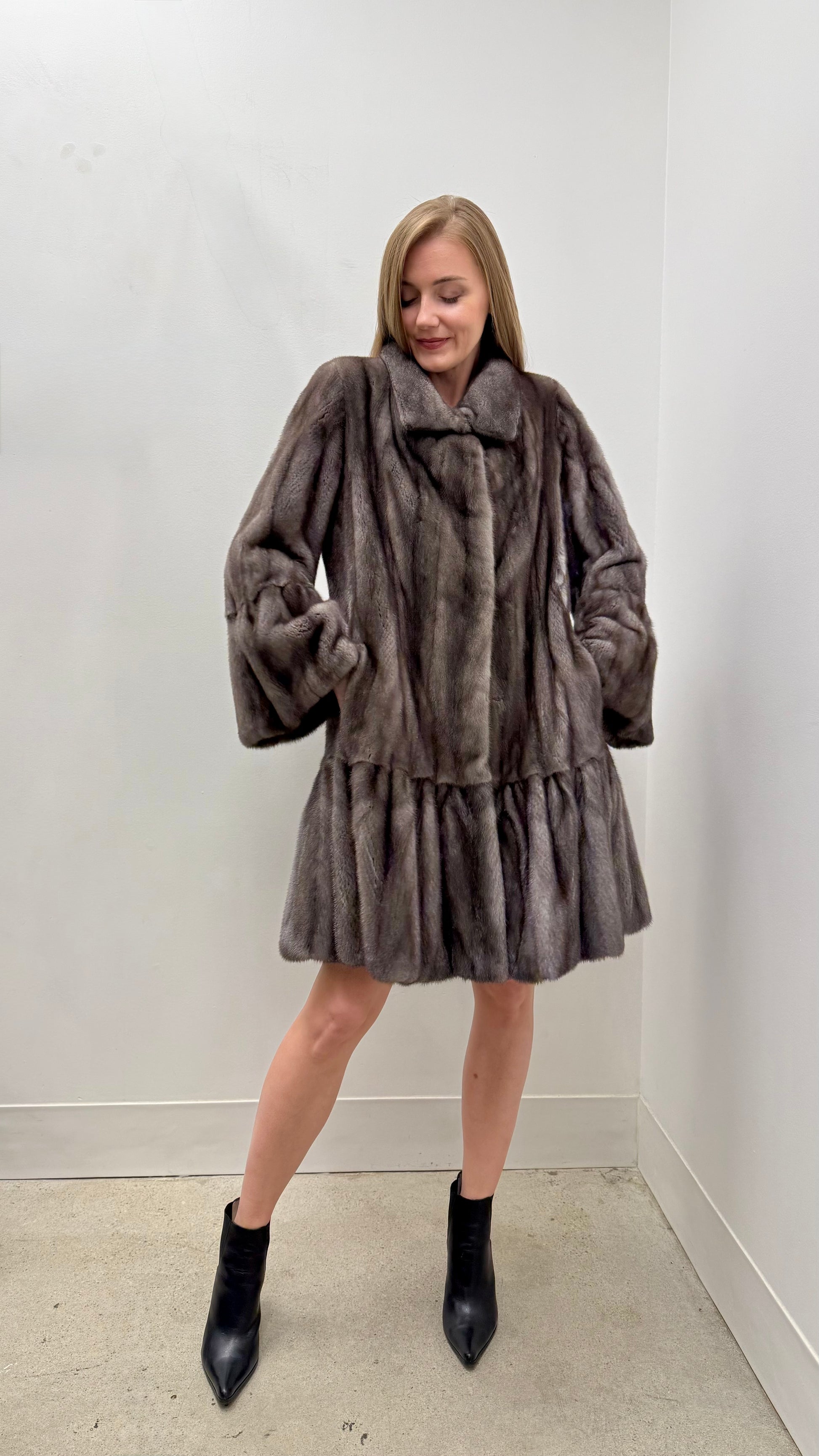 Bisang Couture Grey Mink Swing Coat