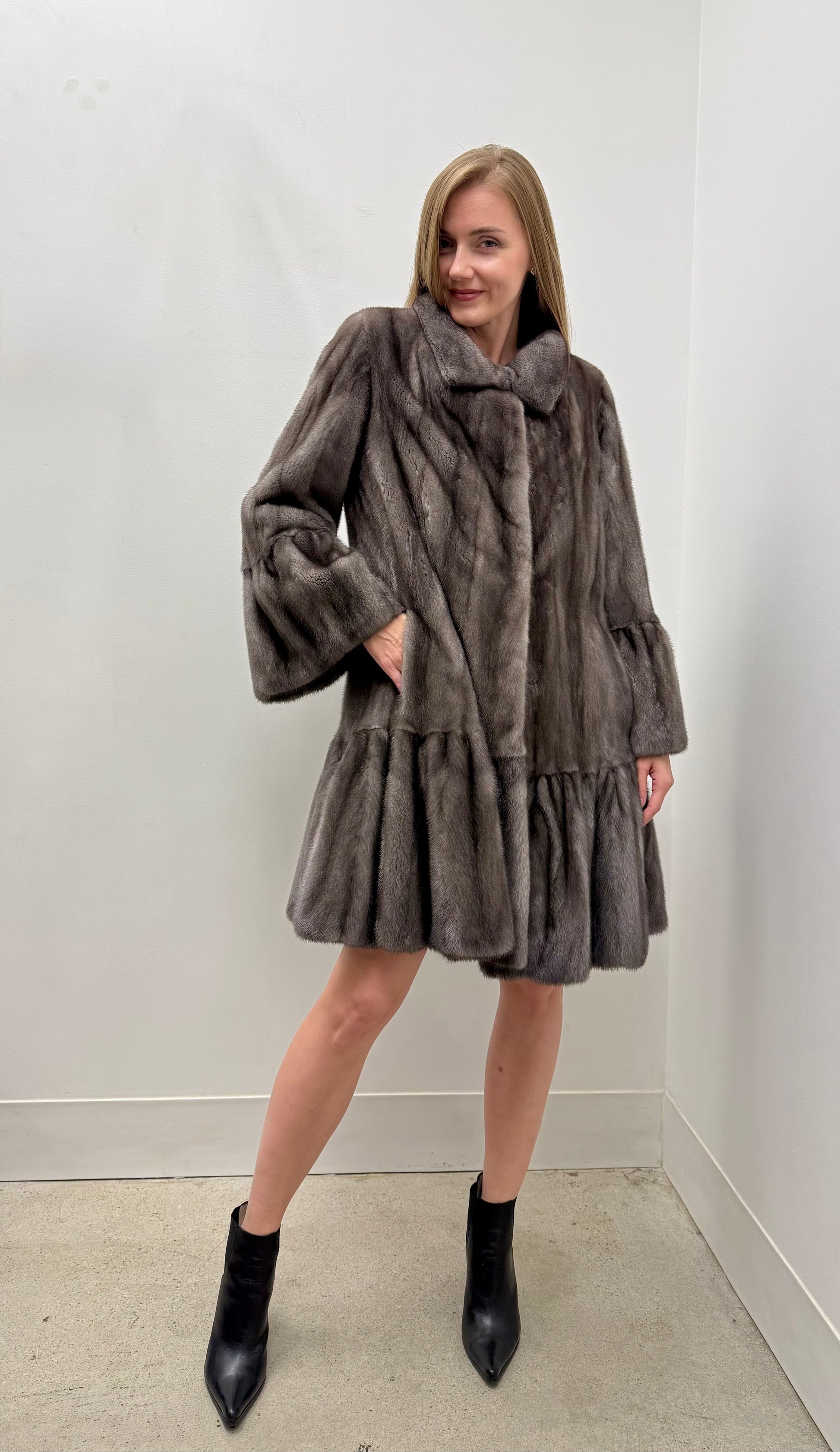 Bisang Couture Grey Mink Swing Coat