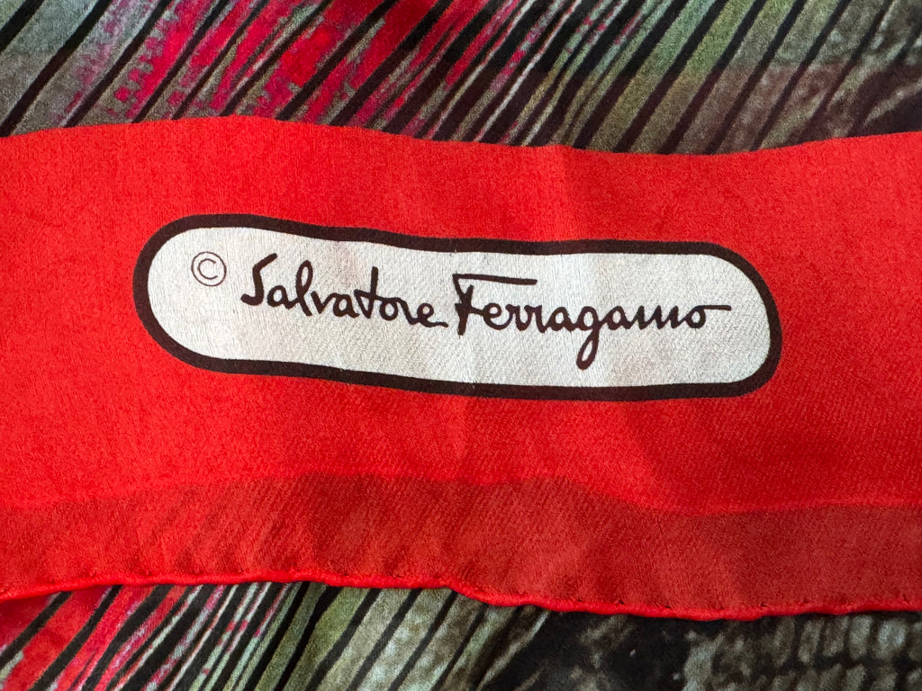Salvatore Ferragamo Python Print Silk Chiffon Oblong Scarf