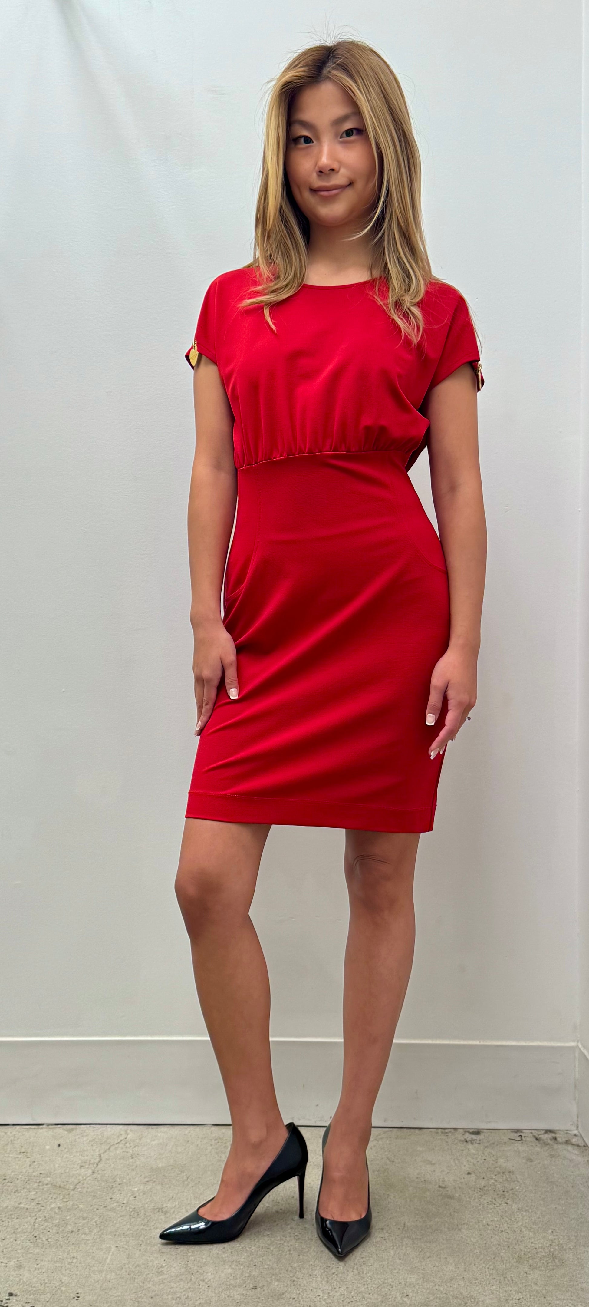 Love Moschino Zip Shoulder Heart Charm Jersey Sheath Dress