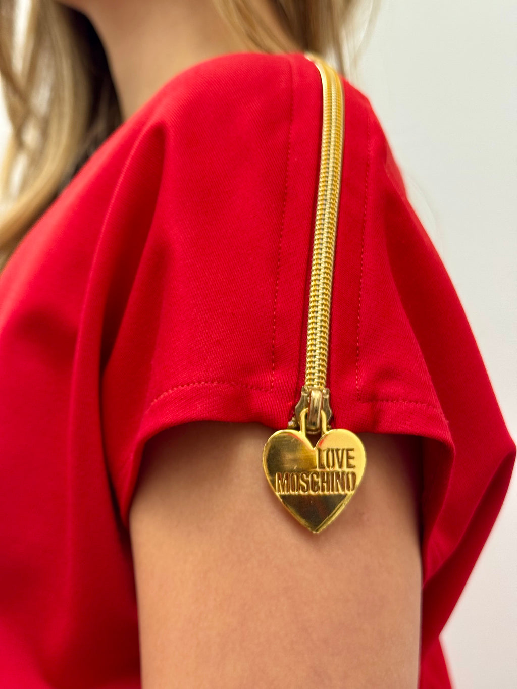 Love Moschino Zip Shoulder Heart Charm Jersey Sheath Dress